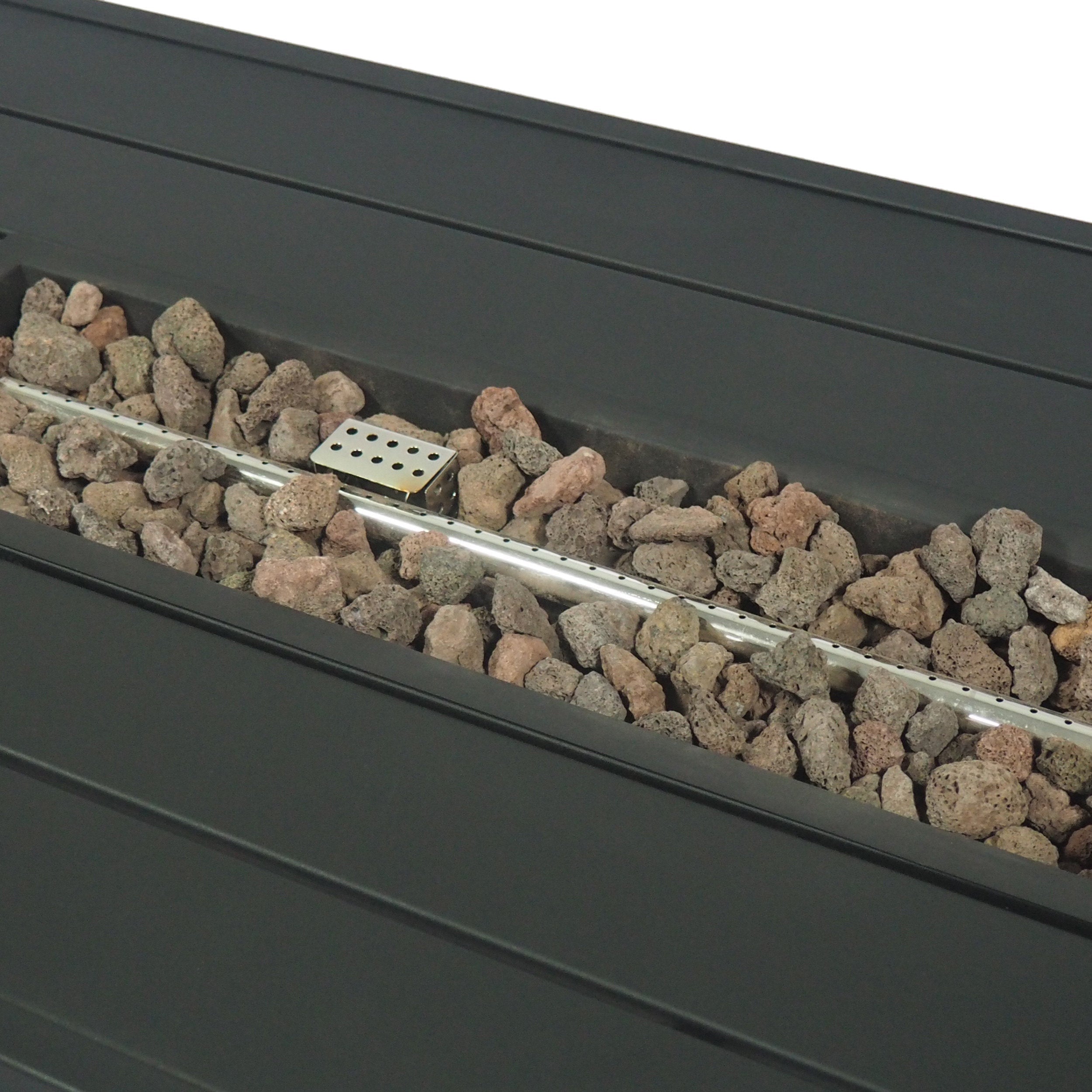 Rectangular Iron Fire Pit - 30,000 BTU - Tank Cover Inside