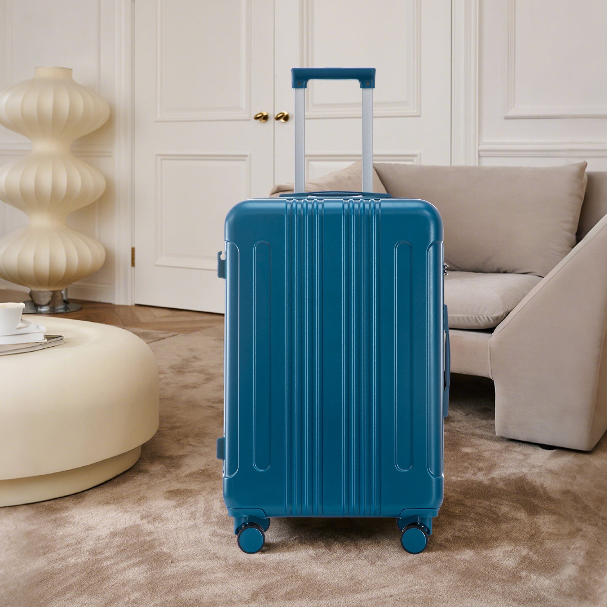 3-Piece ABS Spinner Wheel Luggage Set 20"/24"/28" Dark Blue