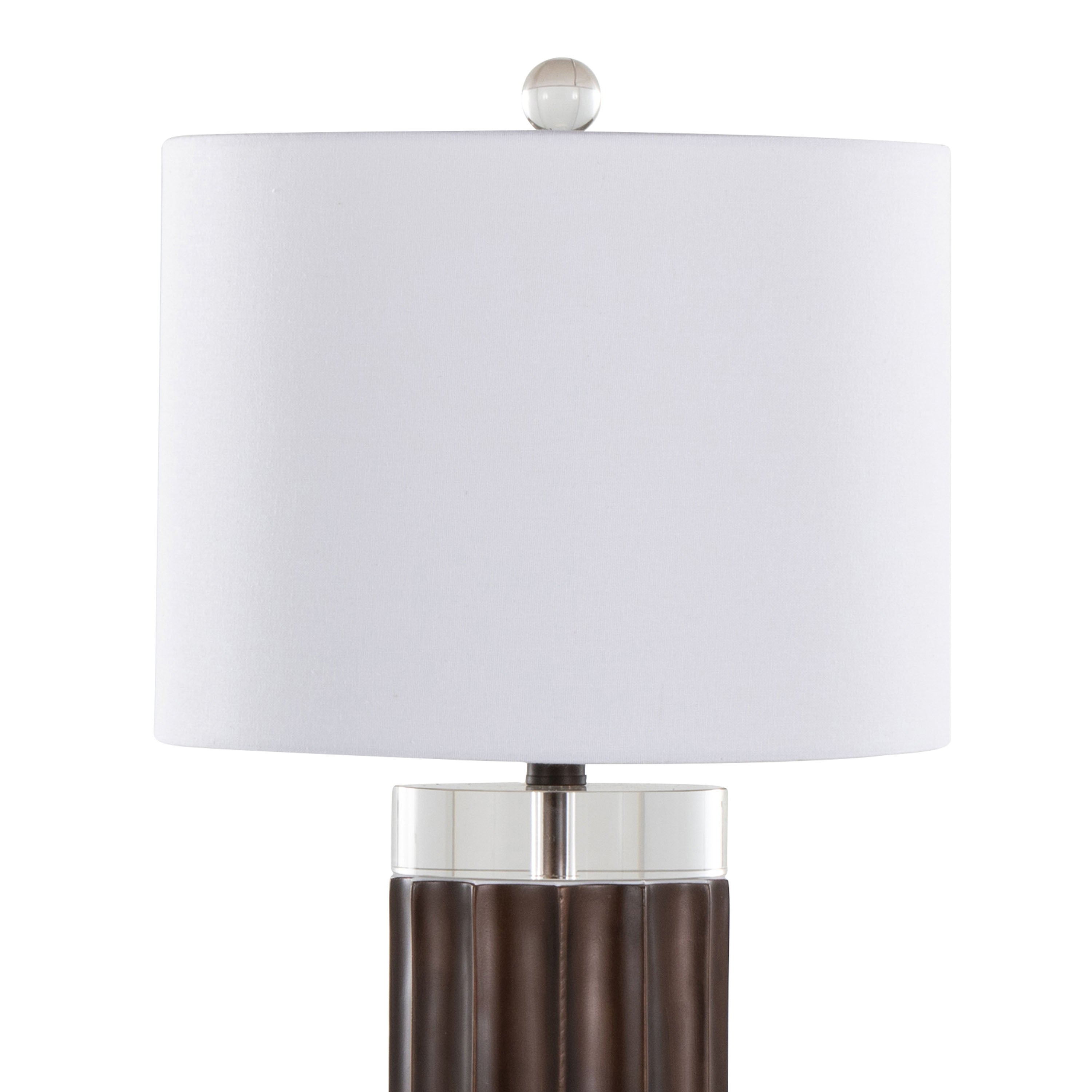 Cylinder Fluted Contemporary Polyresin Table Lamp Set of 2
