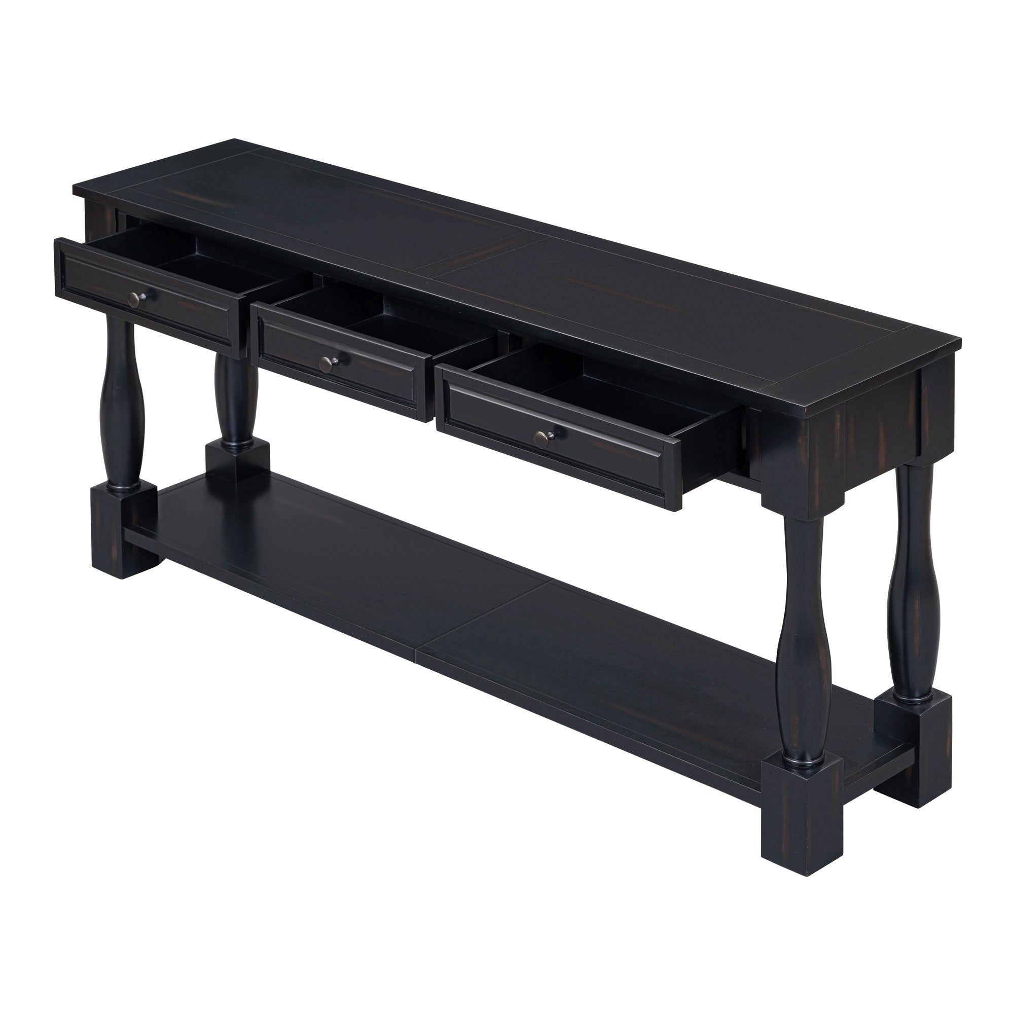 TREXM 63" Long Console Table with Drawers and Shelf