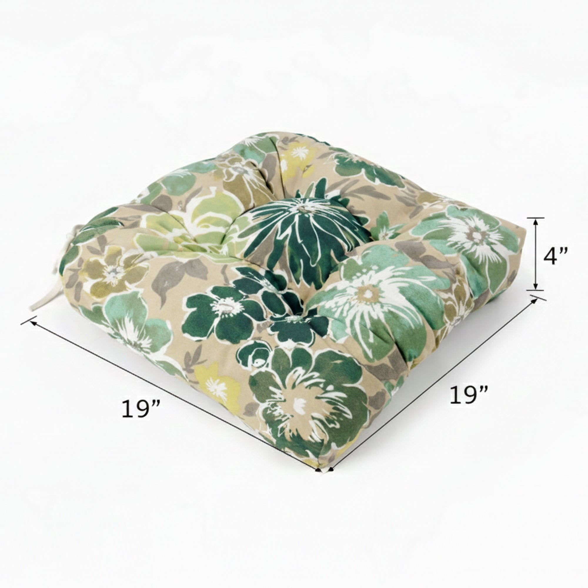 Outdoor Chair Cushions Set of 2, 19 x 19 x 4 Inch Tufted Seat Cushions