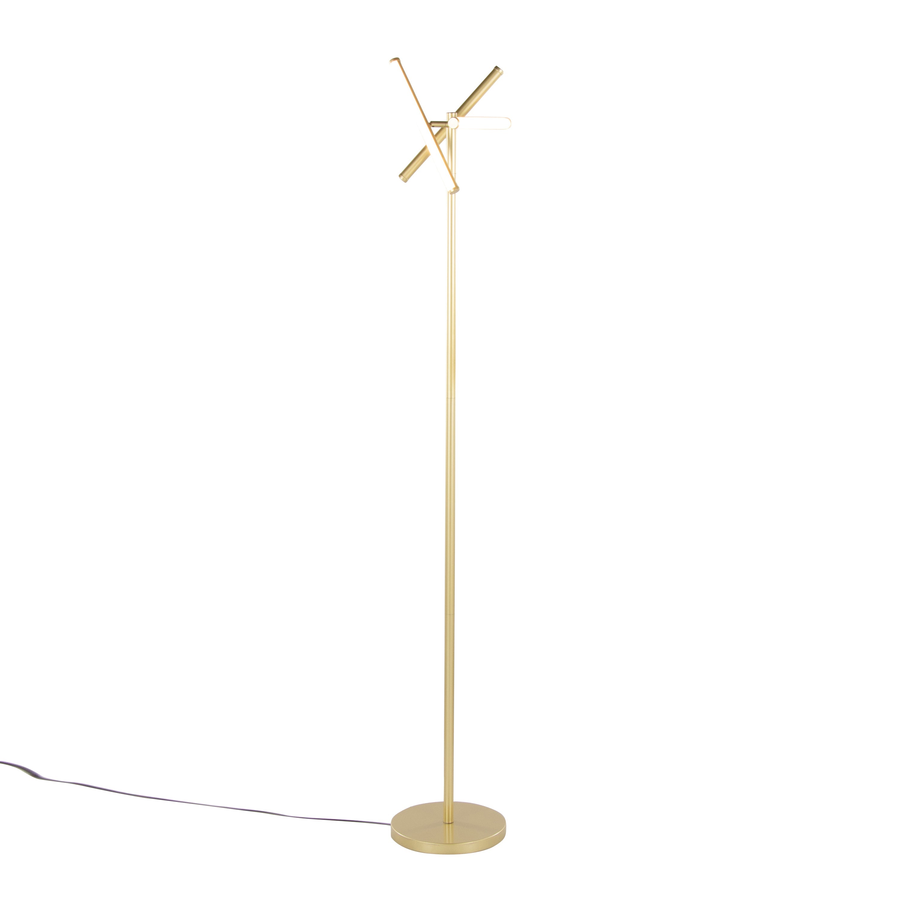 Icicle 65' Modern Swivel Floor Lamp in Gold Metal
