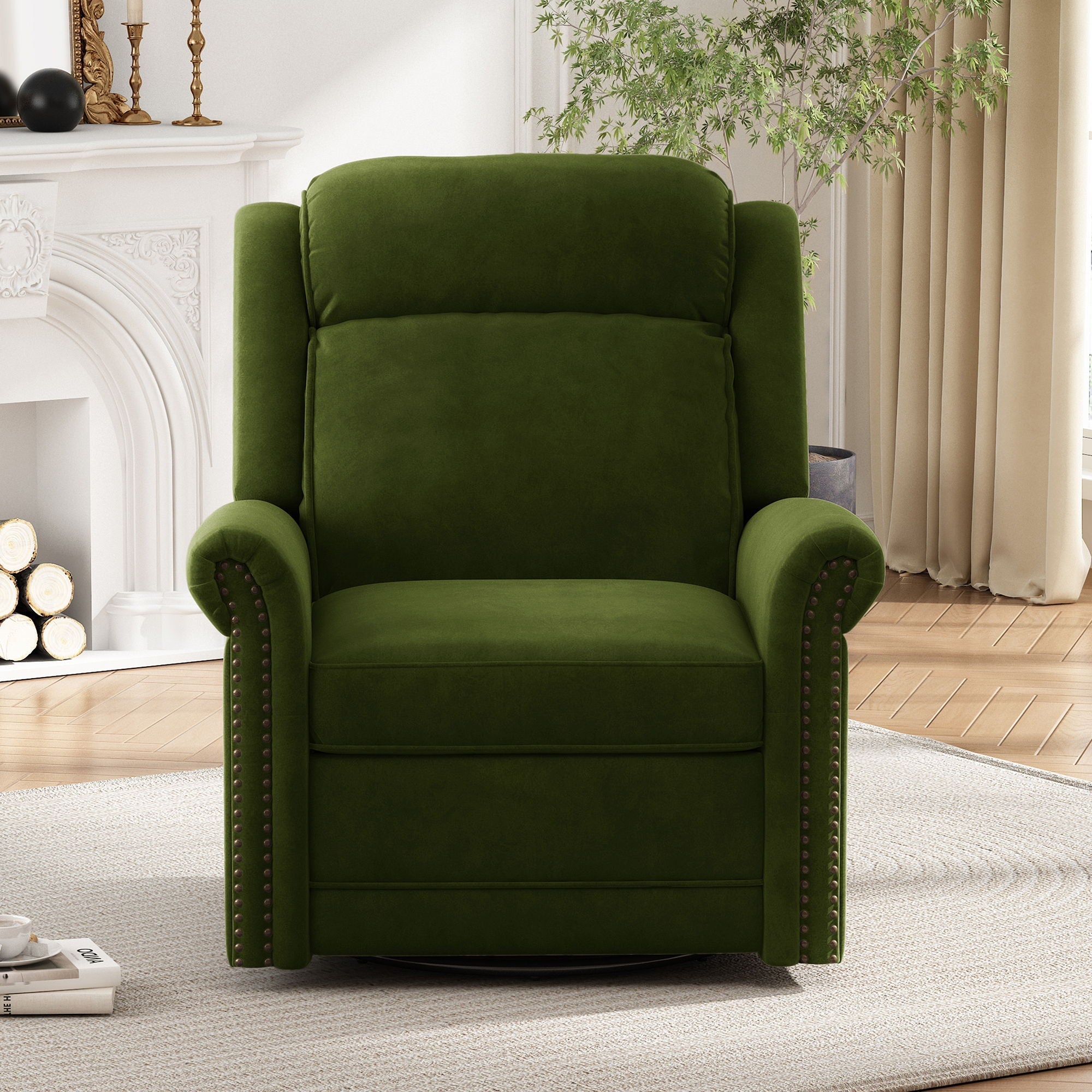 360 Degrees Swivel Manual Rocking Recliner with Adjustable Backrest