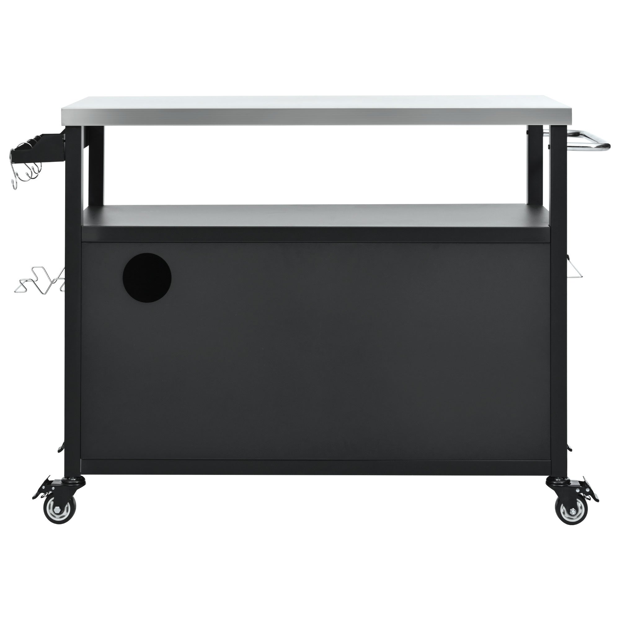 K&K 54.5 Inch Outdoor Kitchen Island with Stainless Steel Tabletop
