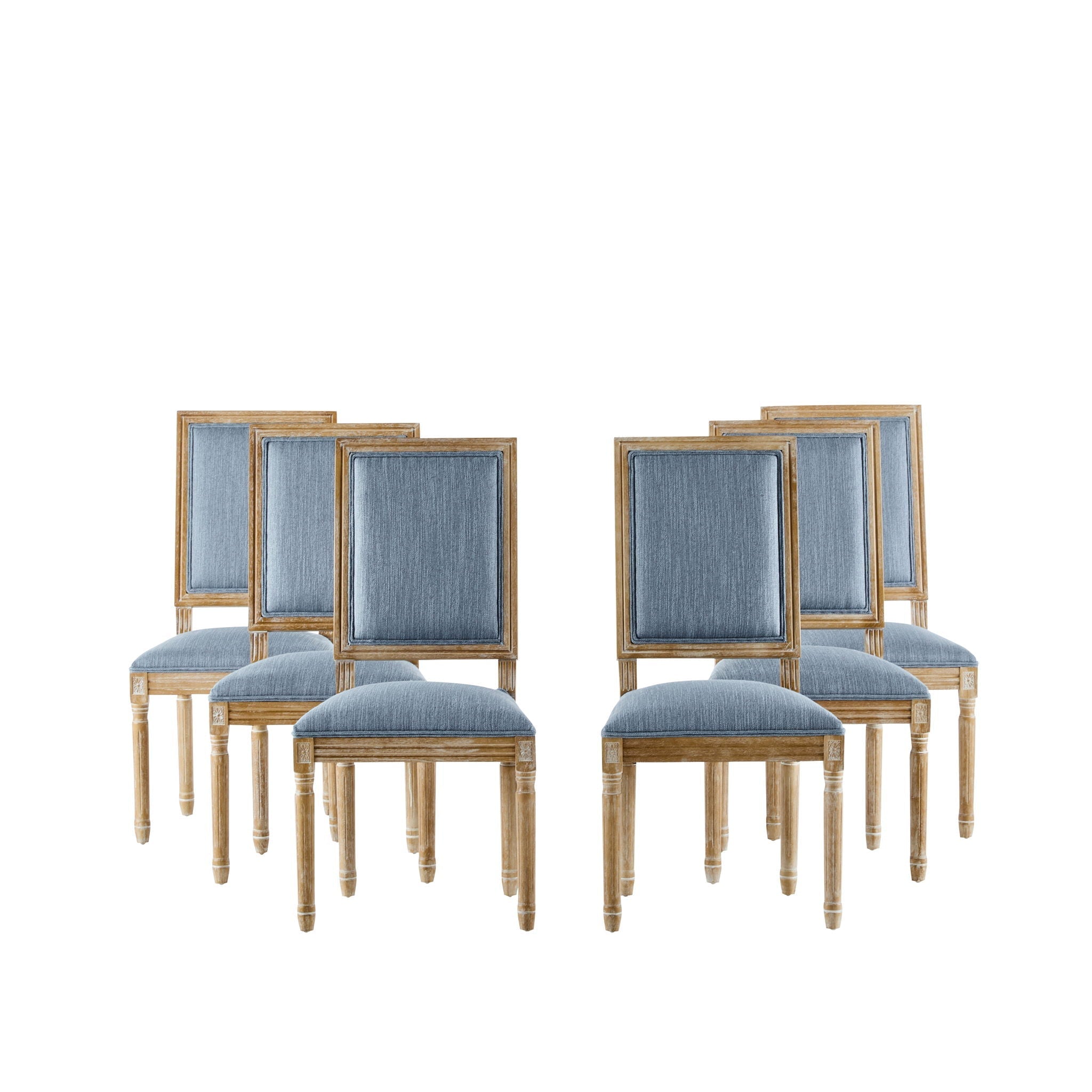 French Country Style Dining Chair with Upholstered Seating and Fluted Legs
