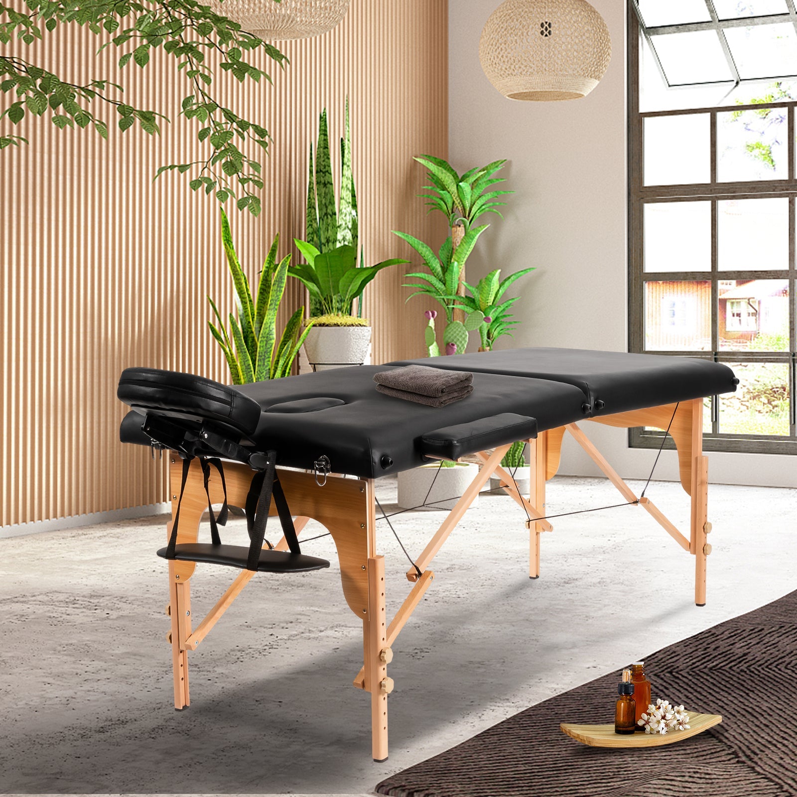 Portable Adjustable Facial Spa Bed with Carry Case-Black