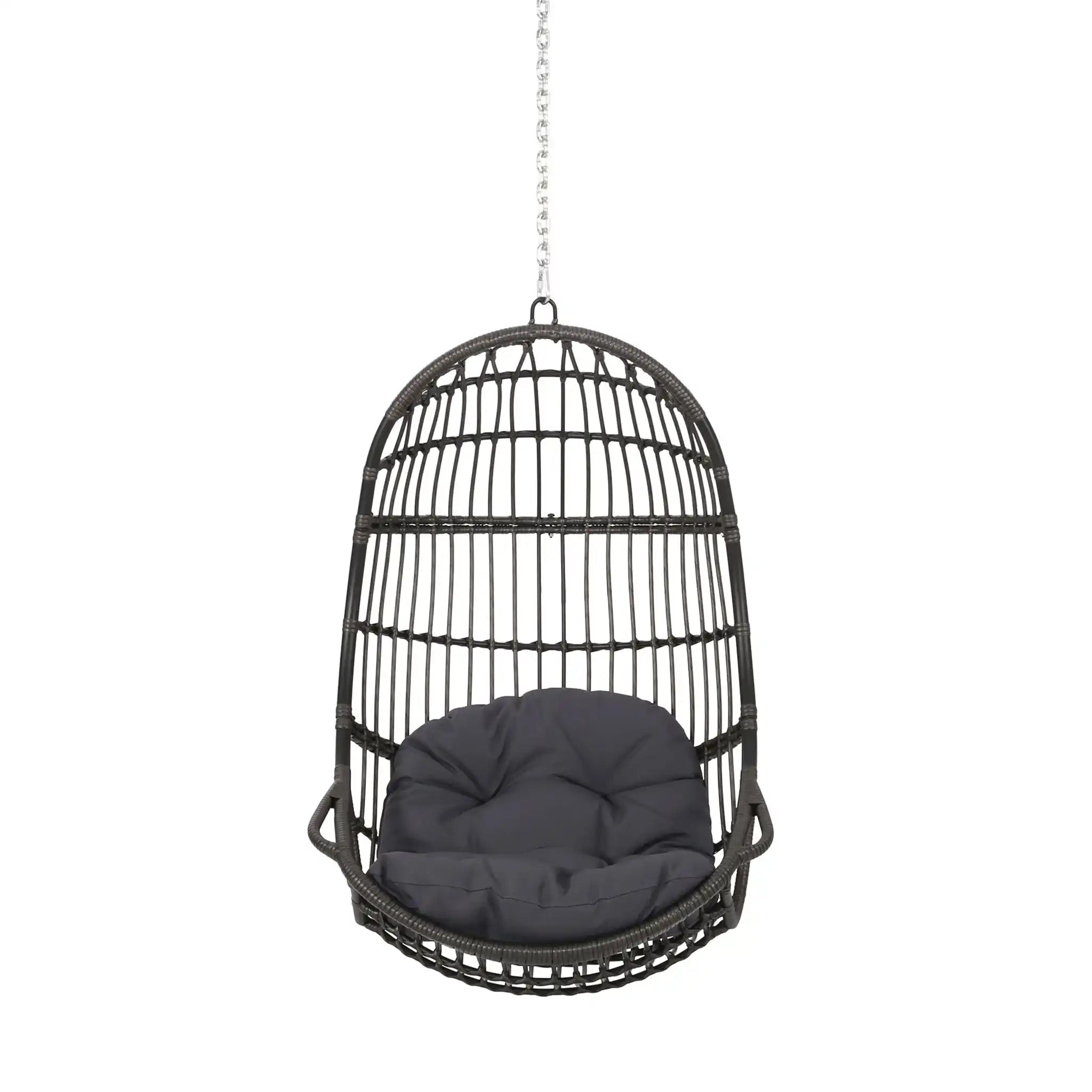 Rustic Hanging Basket Chair With Cushion