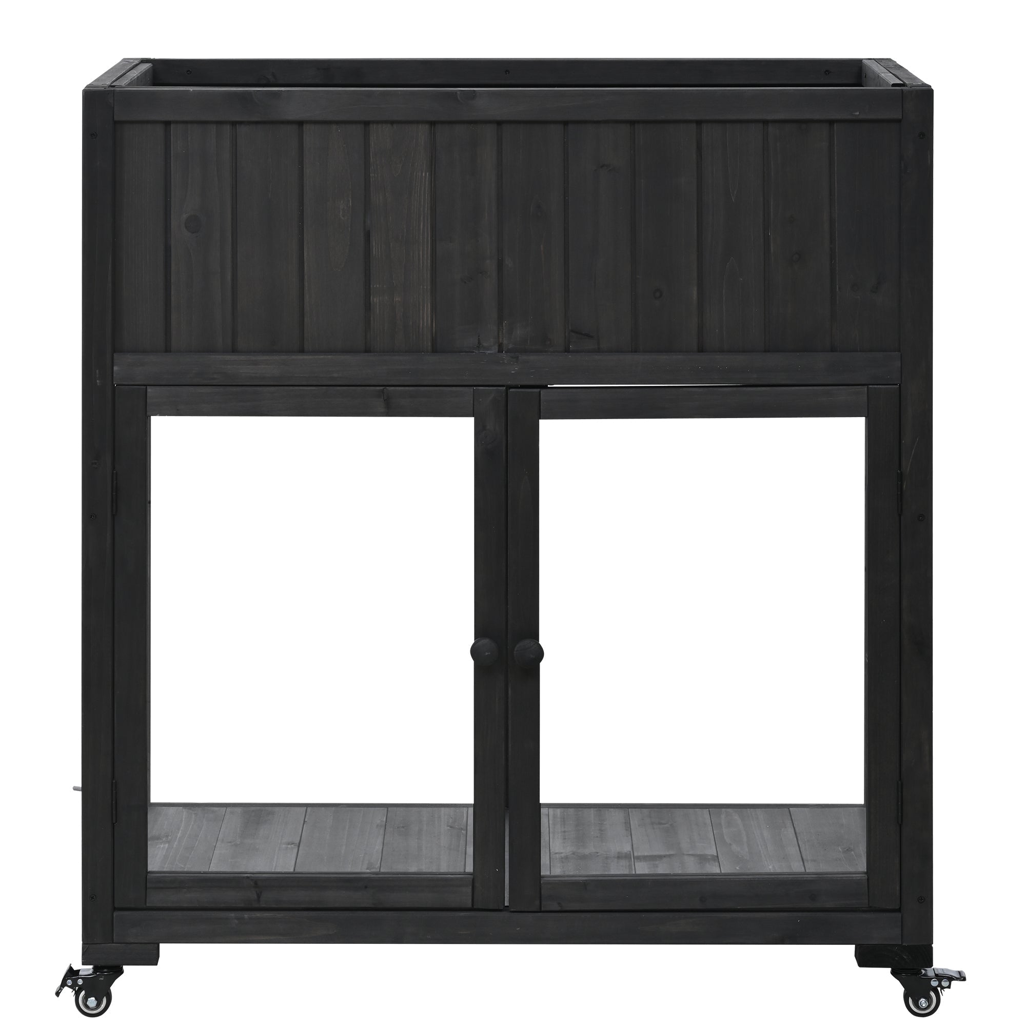 TOPMAX Patio Mini Wood Cold Frame Greenhouse with Wheels