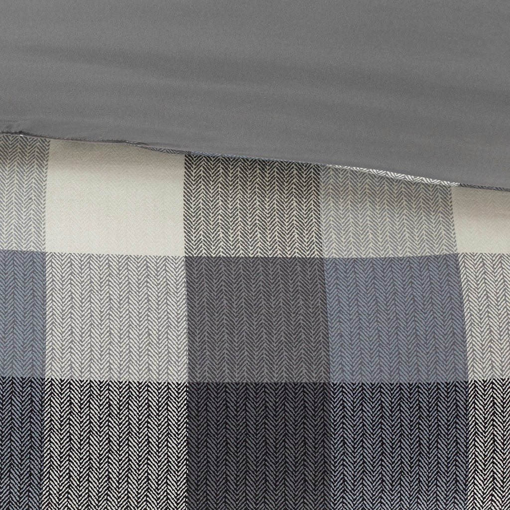 7 Piece Herringbone Comforter Set Grey Queen
