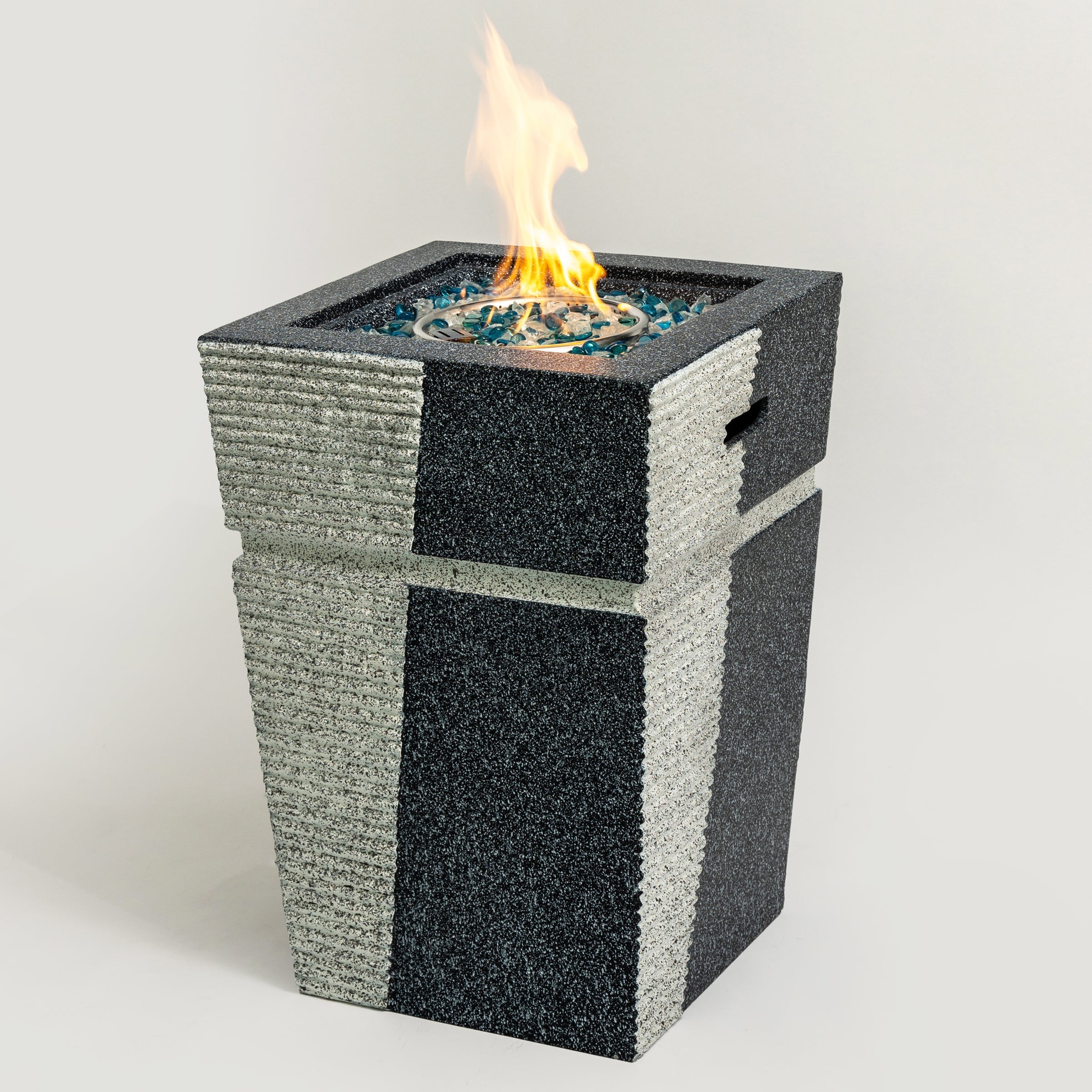 20' Propane Gas Fire Pit Table, 50000 BTU Square Concrete Fire Pit