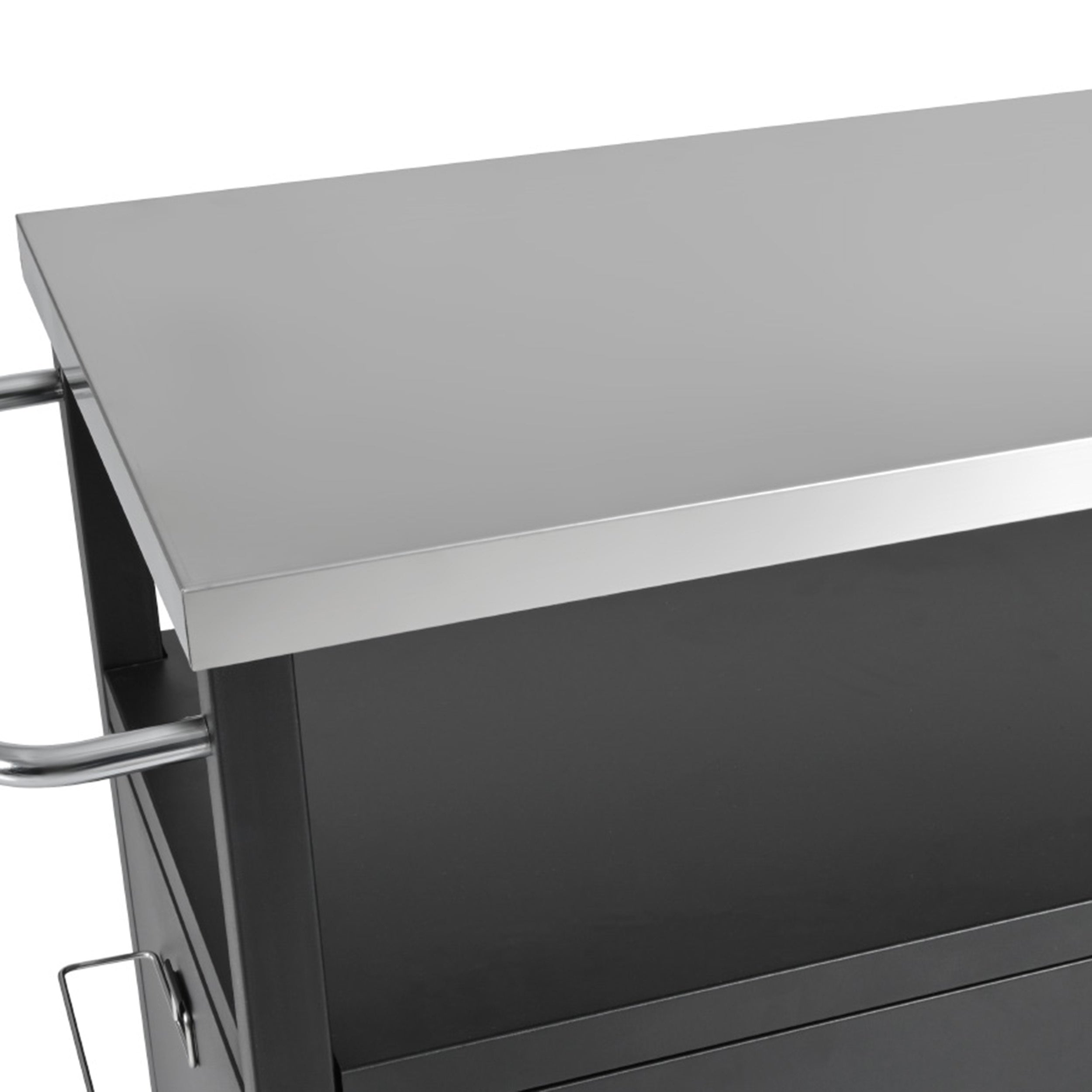 K&K 54.5 Inch Outdoor Kitchen Island with Stainless Steel Tabletop