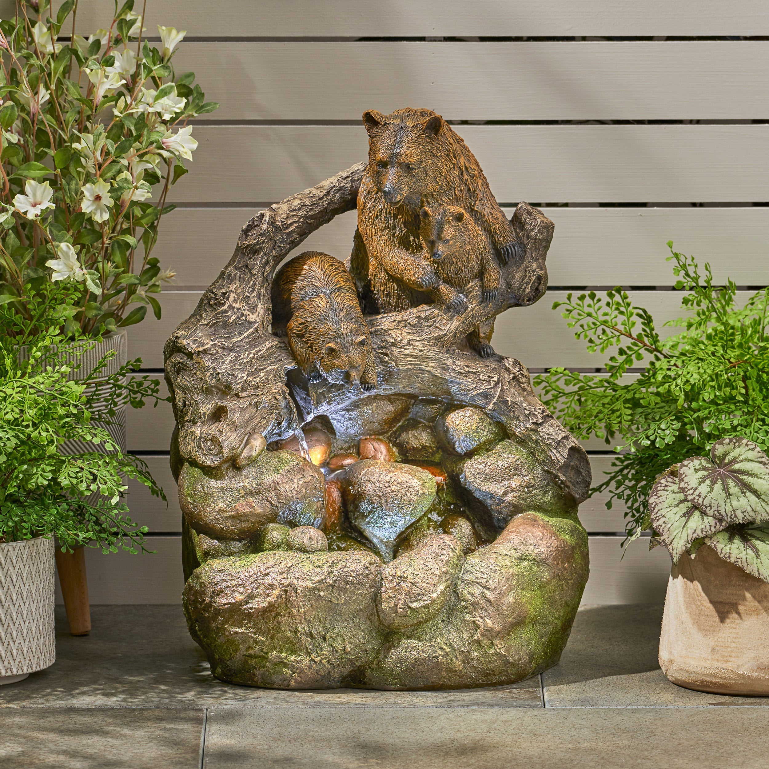 24.75' High Callan Fountain Weather Resistant Floor Fountain with Light