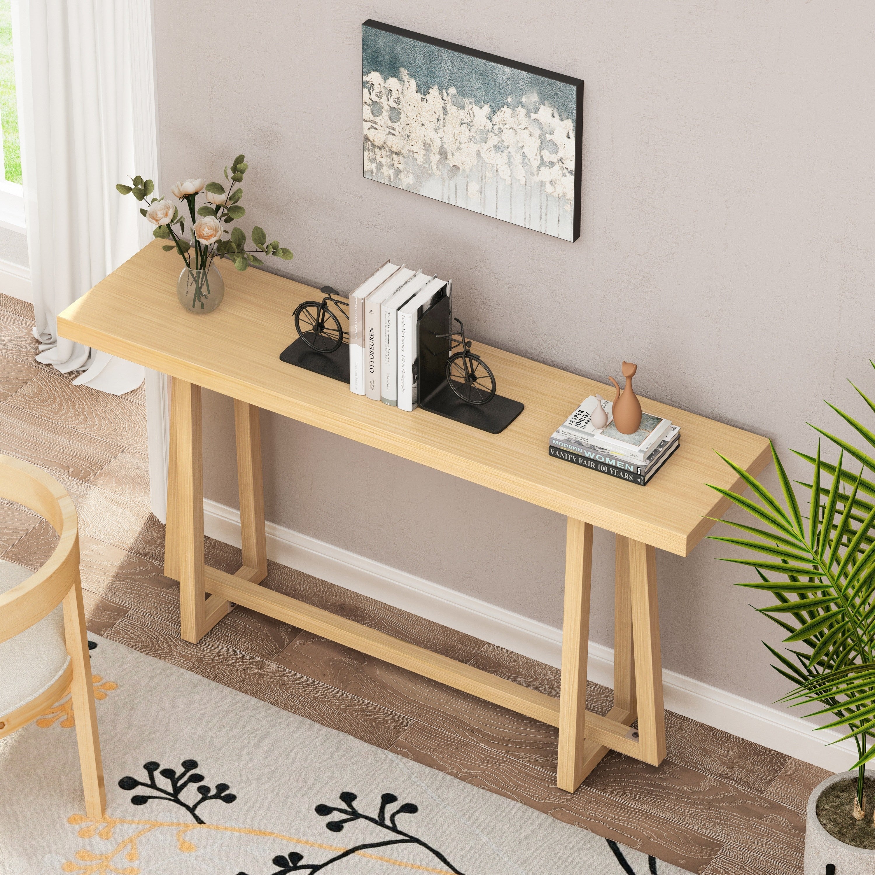 59.84" Console Table - Natural Finish