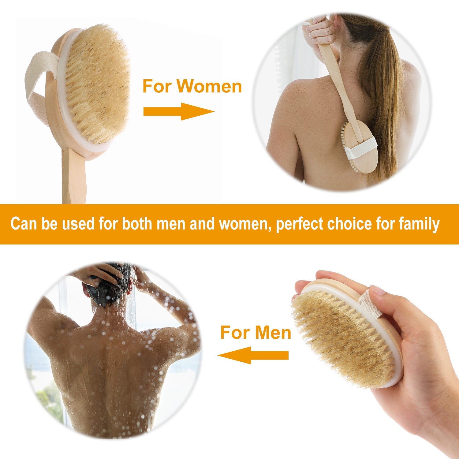 15" Bath Brush Shower Body Back Scrubber