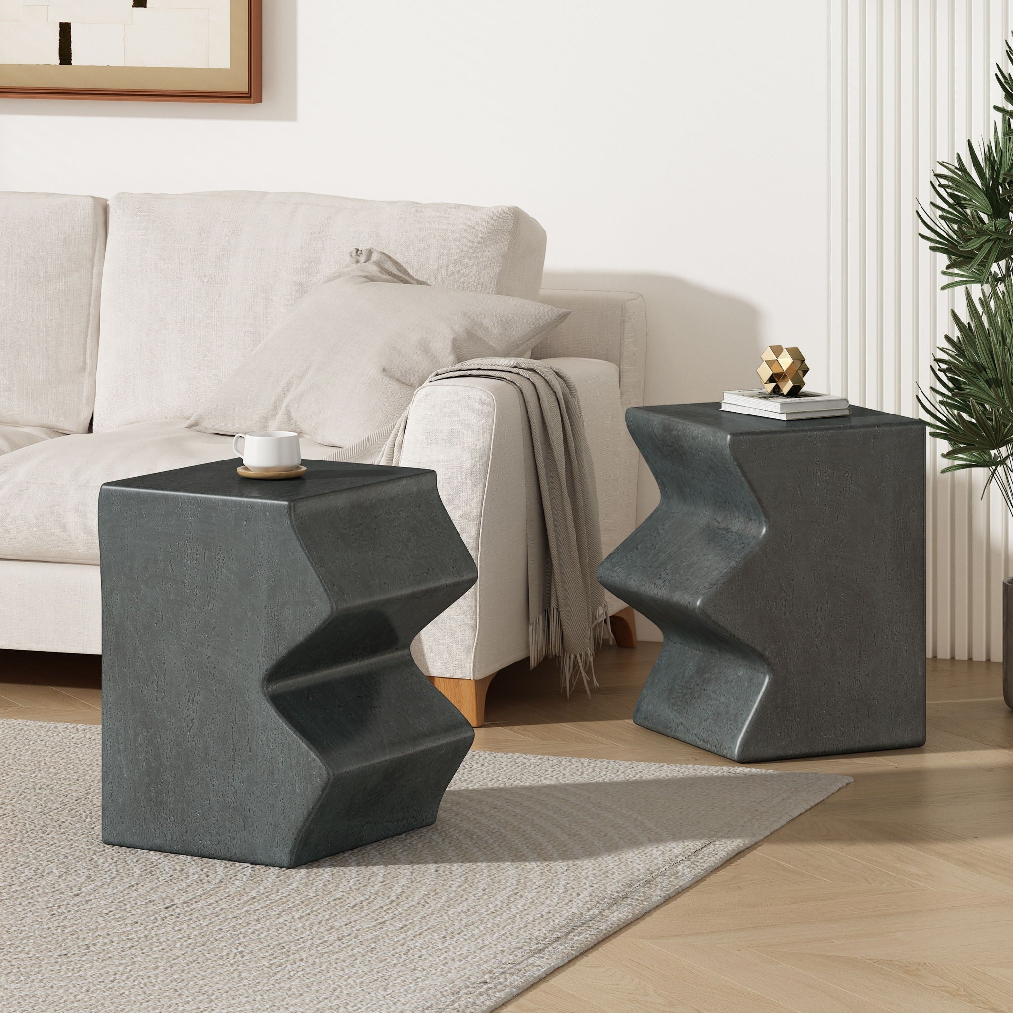 Rectangular Outdoor Indoor Accent Side Table (Set of 2)