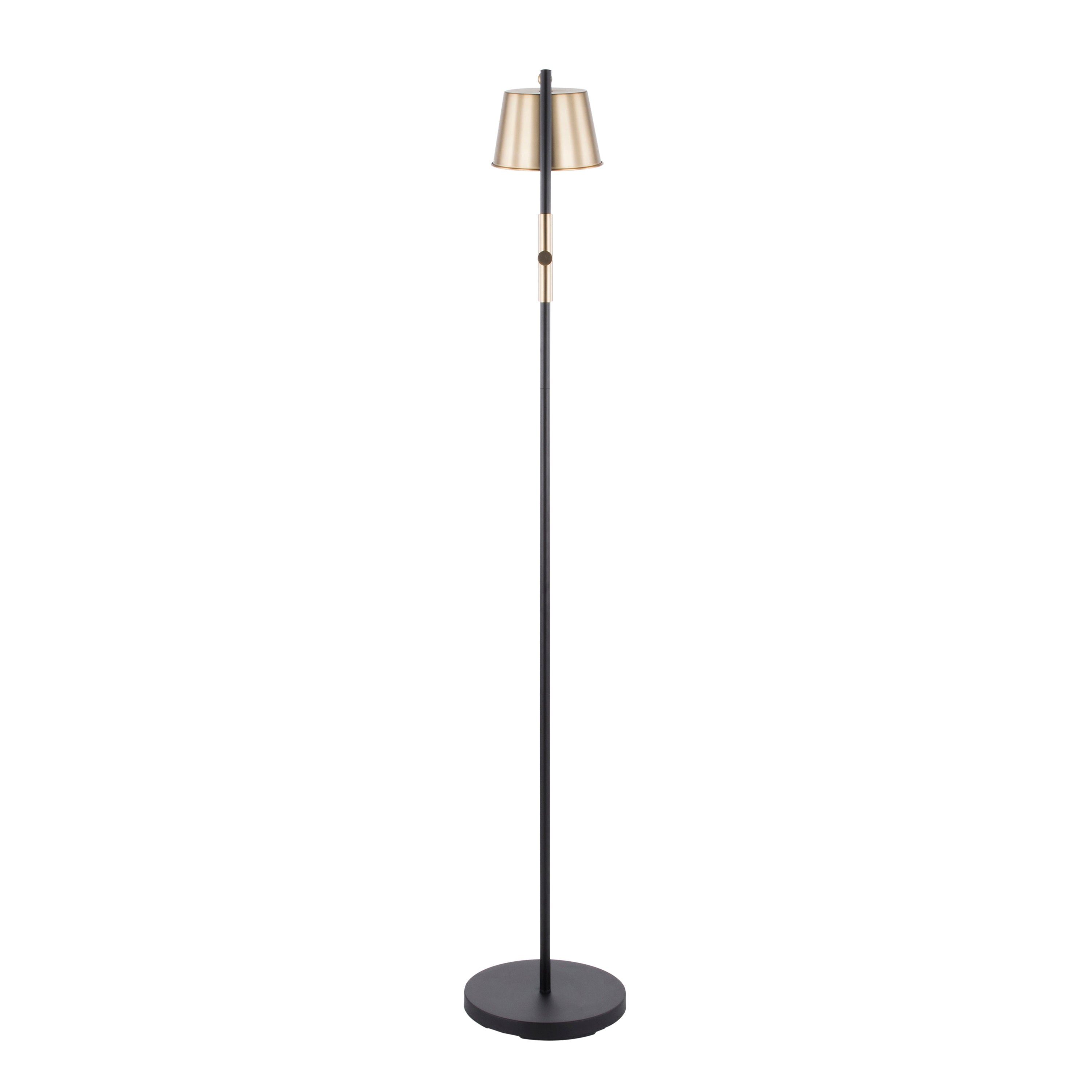 Metric Industrial Floor Lamp in Black and Antique Brass