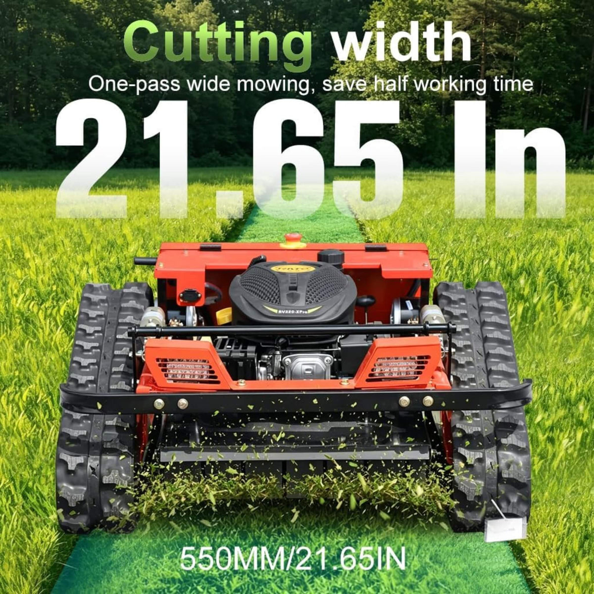 Heavy-Duty 9HP 225CC Remote-Controlled All-Terrain Gas-Powered Lawn Mower With 21-Inch Cutting Width