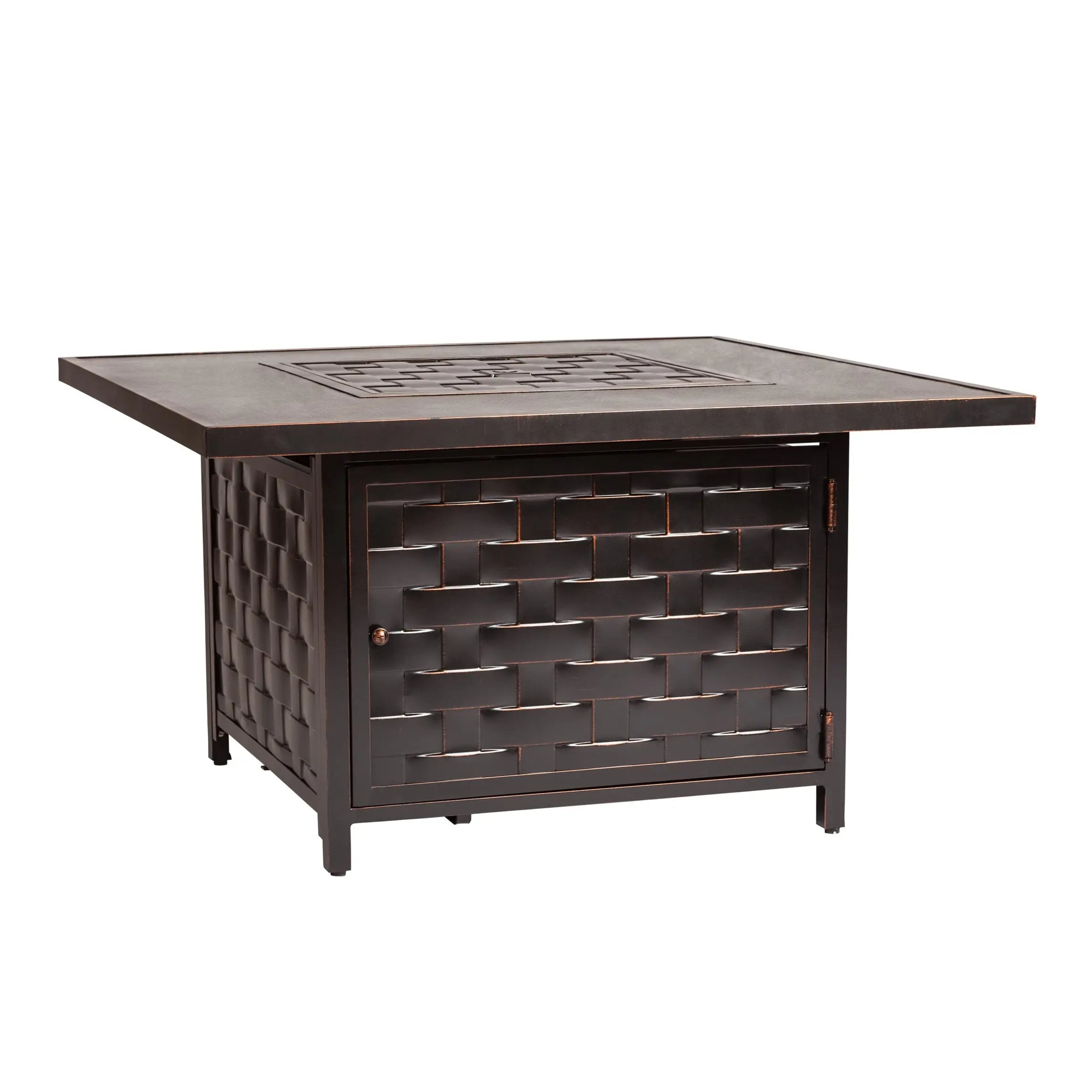 Armstrong 42" Square Basketweave Aluminum Convertible Gas Fire Pit Table