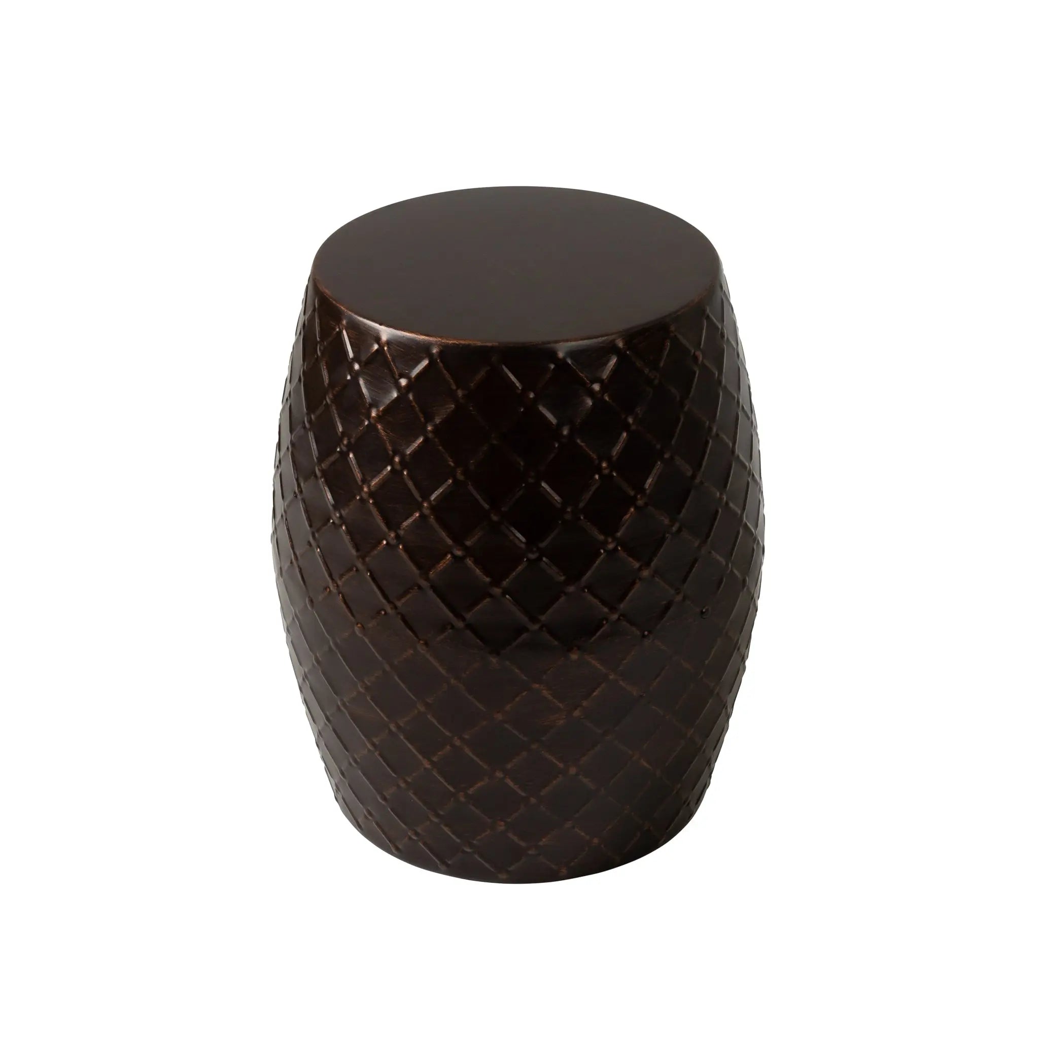Braga Metal Stool Table Container in Antique Bronze Finish