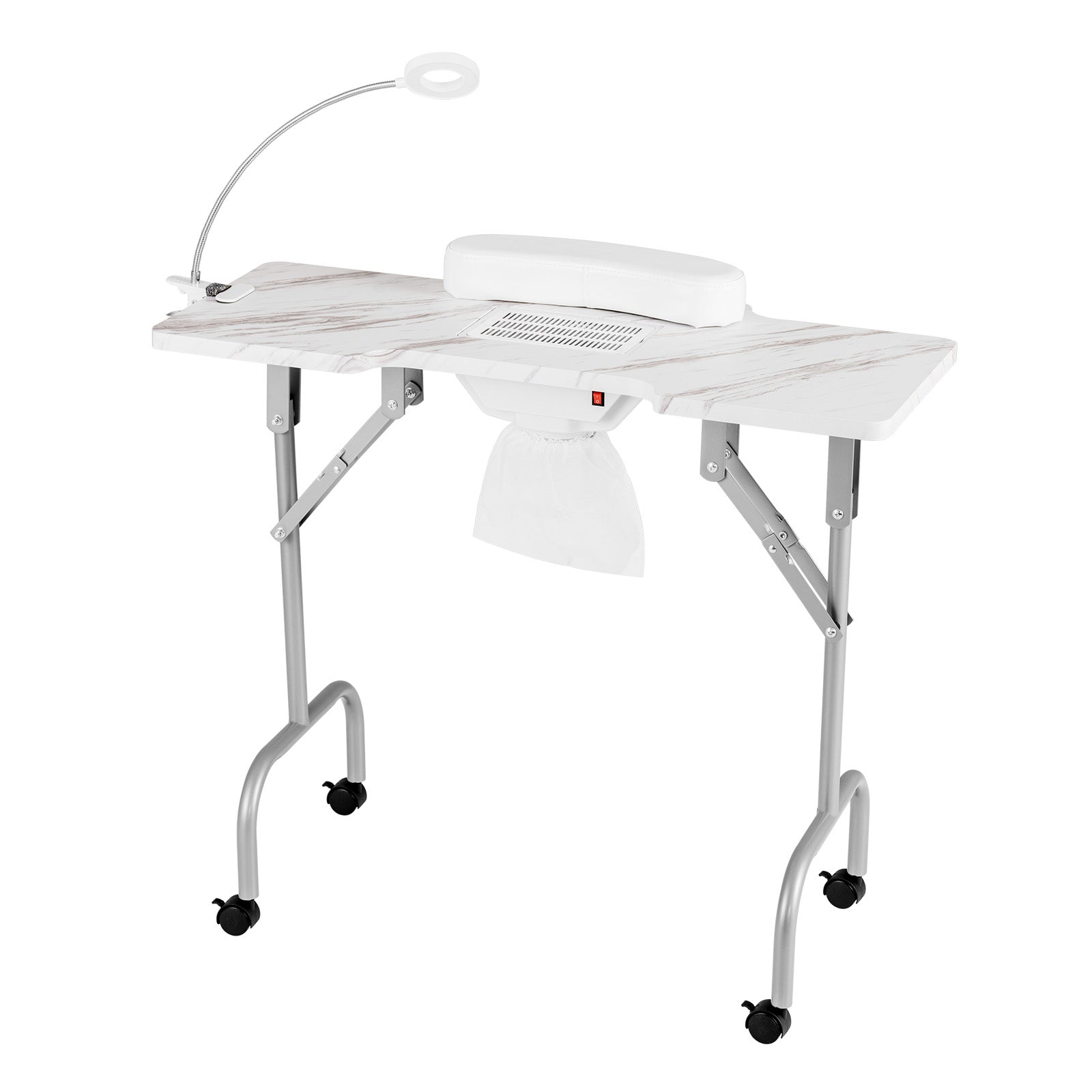 Folding Manicure Nail Table with Electric Dust Collector-White