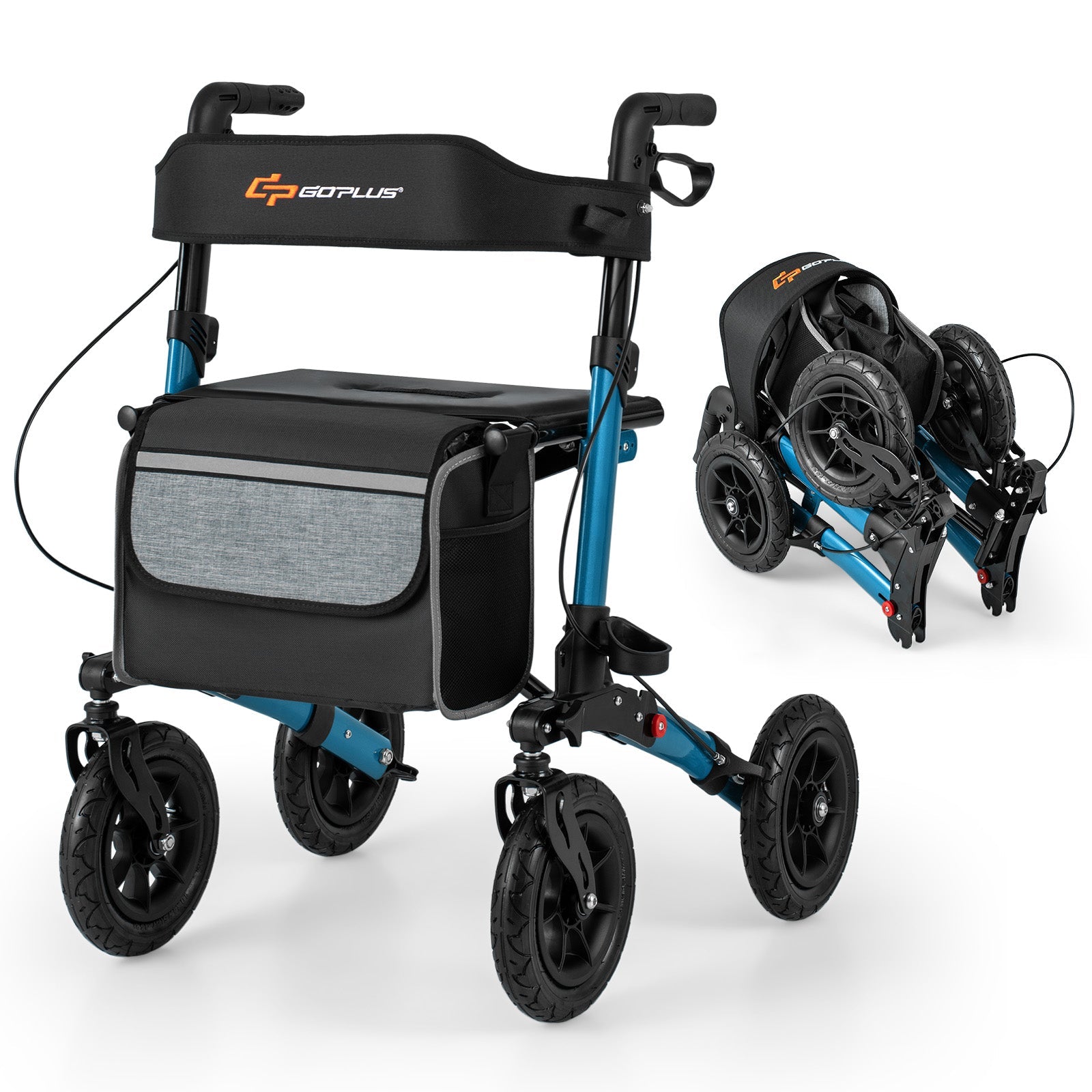 Folding Rollator Walker for Seniors with Seat for All Terrain-Navy
