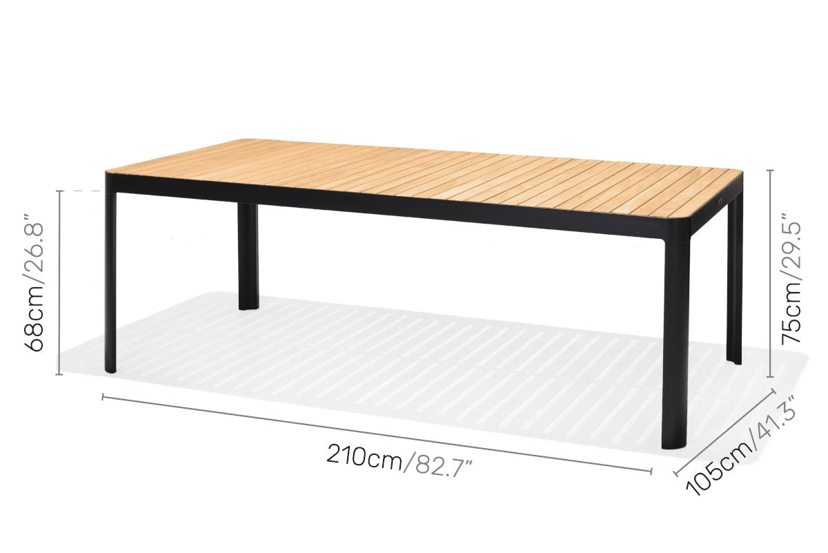 Portals Dark Lite 7 Piece Rectangular Dining Set