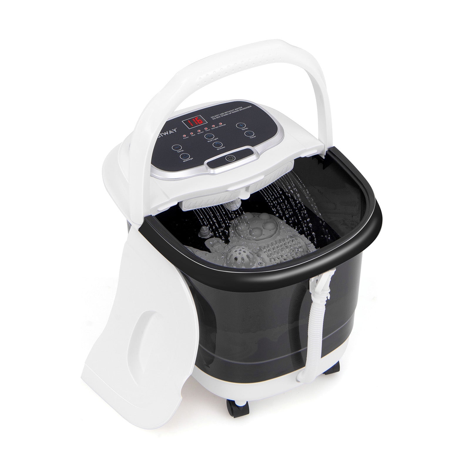 Portable All-In-One Heated Foot Spa Bath Motorized Massager-Black