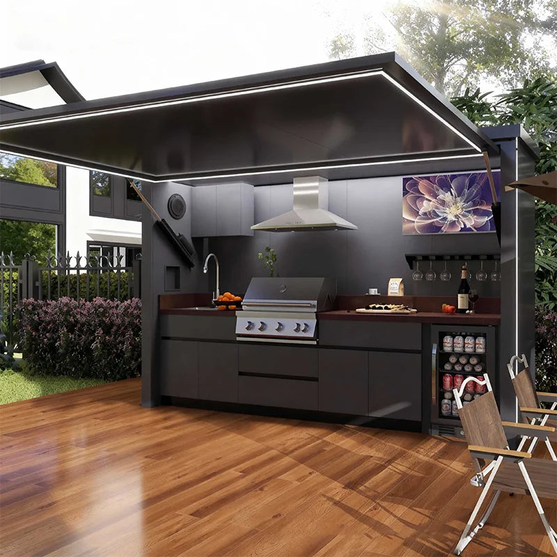 FlipStylez LLC® Smart Design Outdoor Kitchen Pod | Enclosed Canopy BBQ Pavilion | Waterproof Mobile & Fixed Configurations