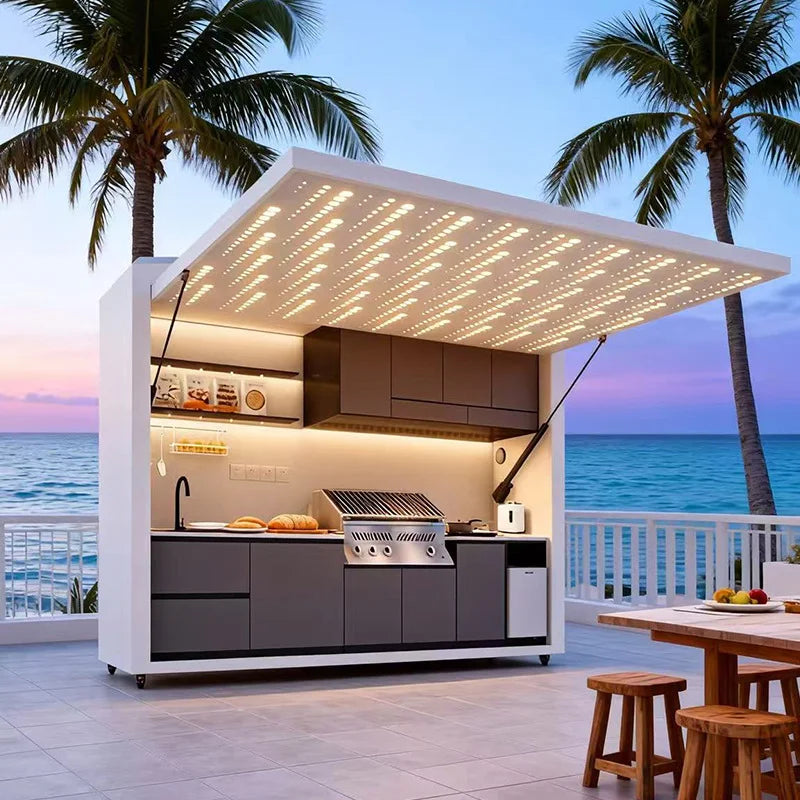 FlipStylez LLC® Smart Design Outdoor Kitchen Pod | Enclosed Canopy BBQ Pavilion | Waterproof Mobile & Fixed Configurations