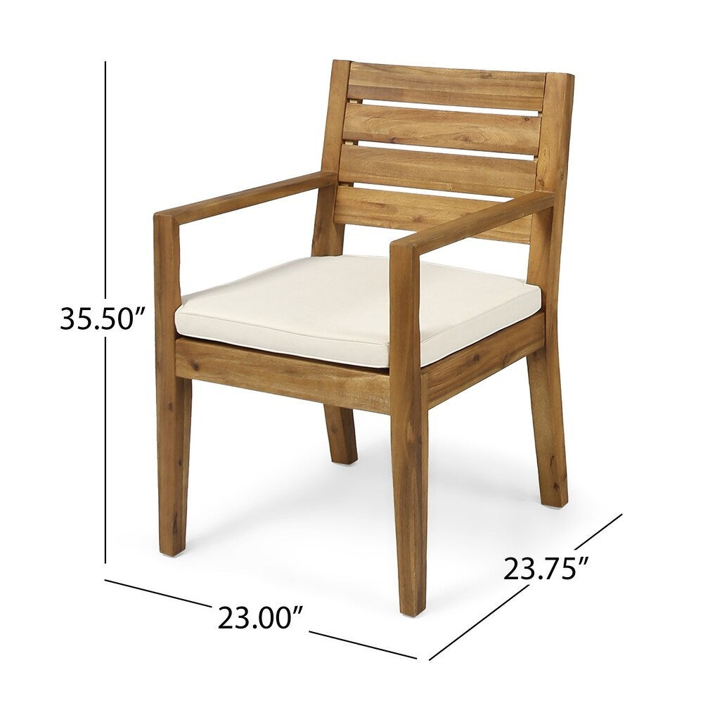 Outdoor Acacia Wood 7-Piece Dining Set with Cushions