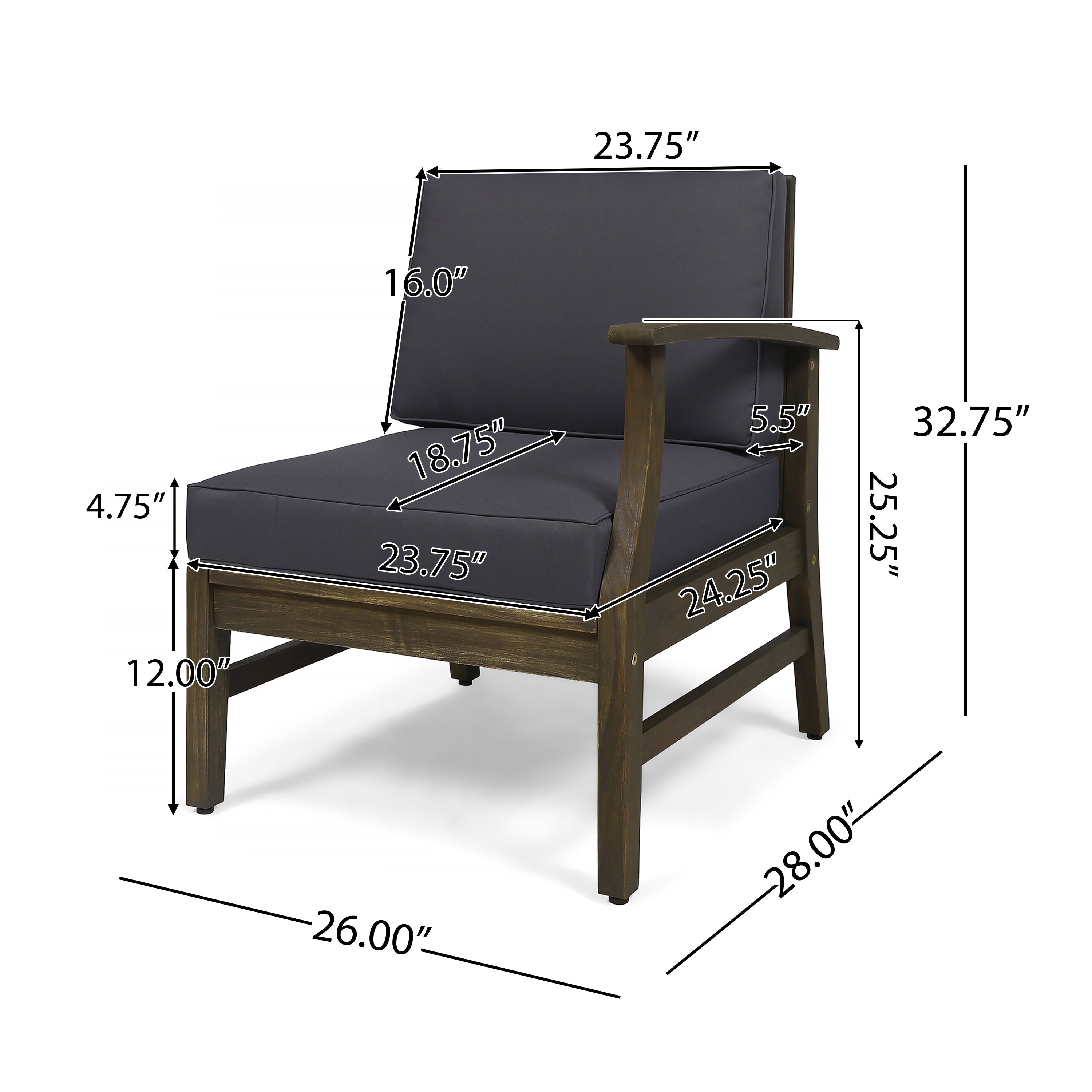 Perla 6-Piece Dark Grey Outdoor Sofa Set