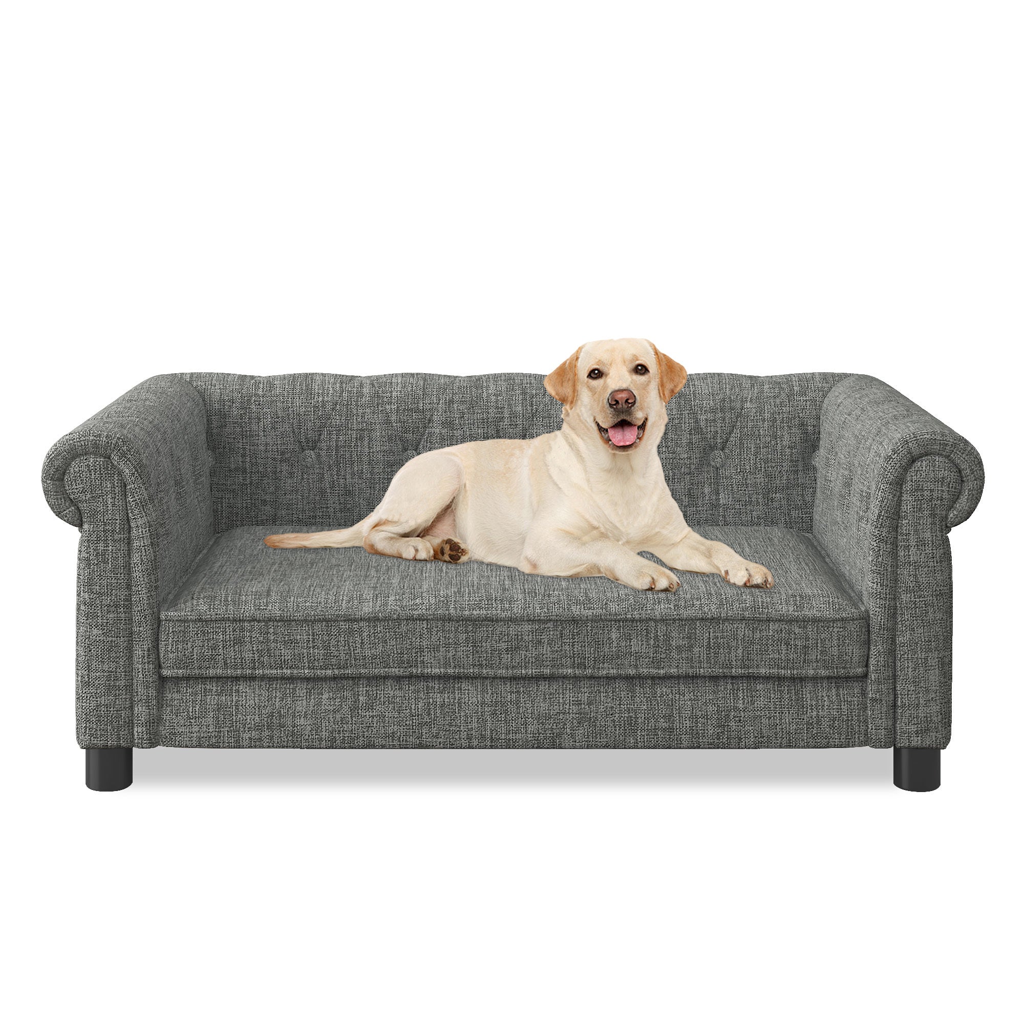 Modern Linen Fabric Light Grey Elevated Pet Bed