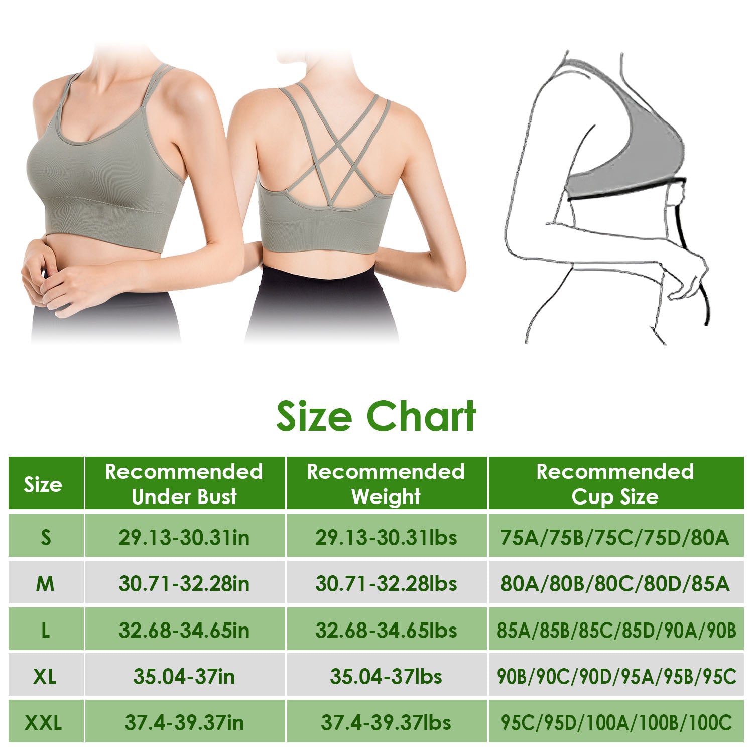 3-Pack Cross Back Strappy Fitness Sports Bra