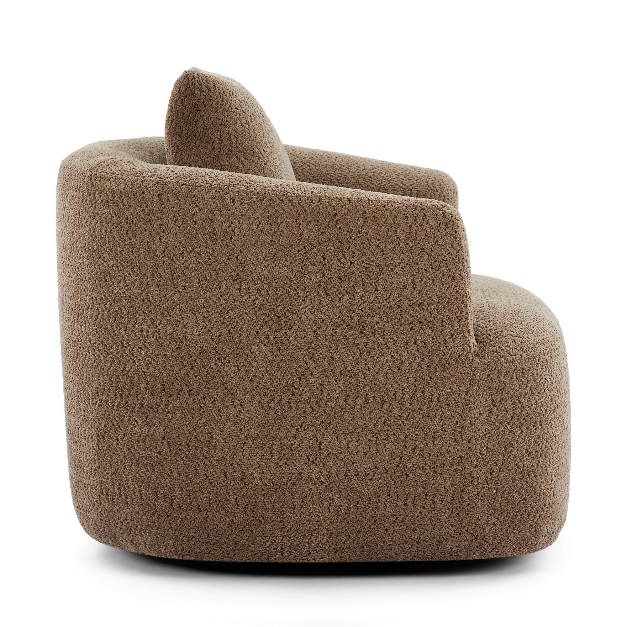 Chenille Upholstered 360° Swivel Chair with Throw Pillow, Dark Brown