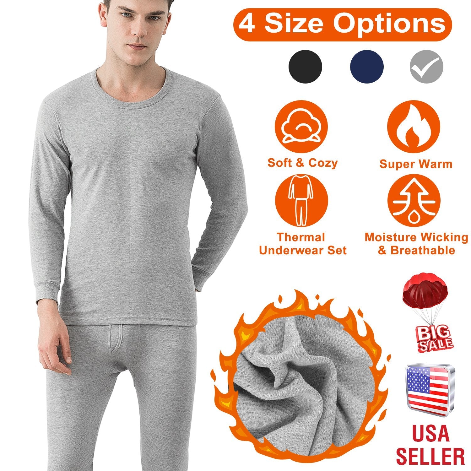 Men Thermal Underwear Set Long Johns Pants Long Sleeve Soft Underwear Kit Top Bottom Winter Sports Suits