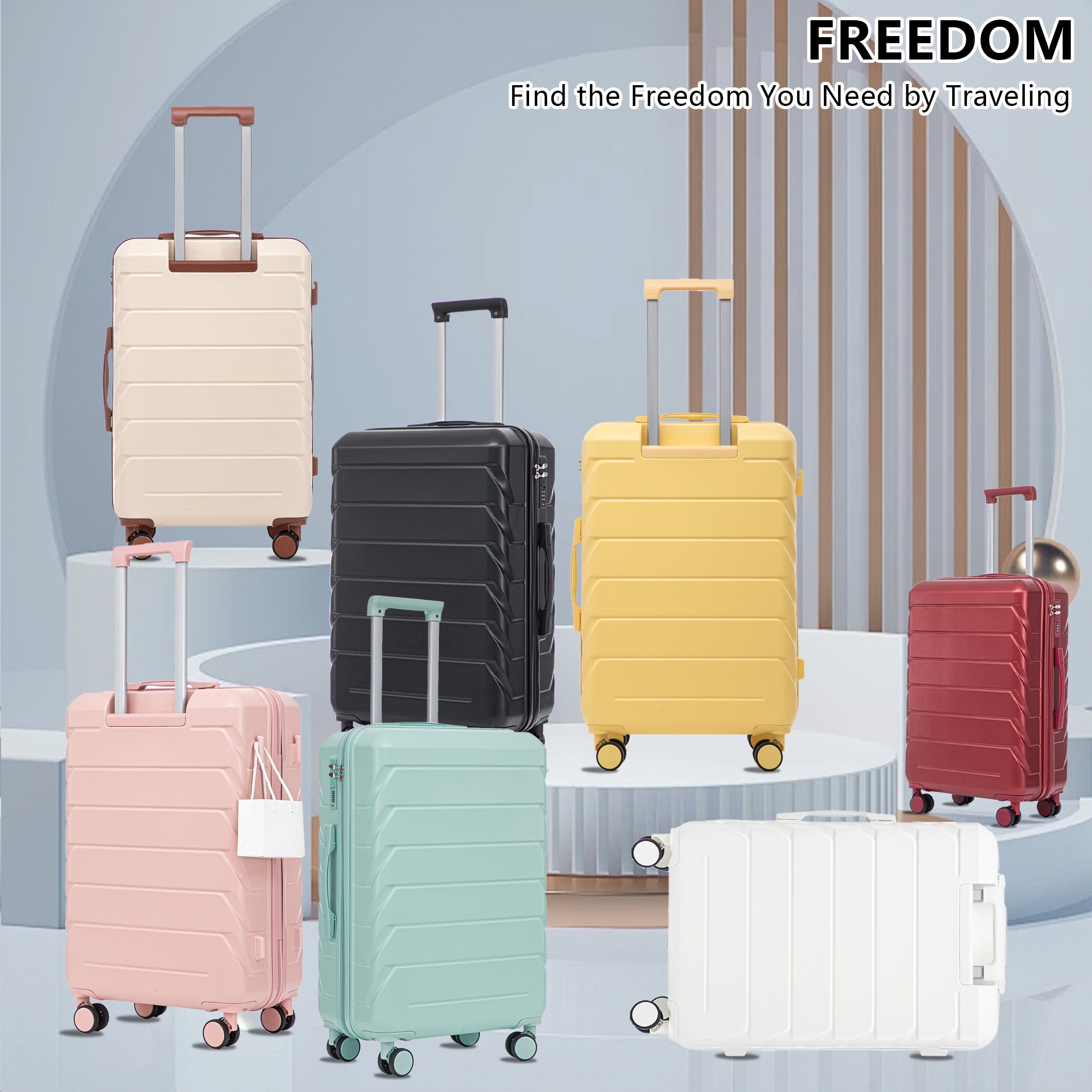Set 3PCs 20'/24'/28' ABS Spinner Wheel Luggage - Mint Green
