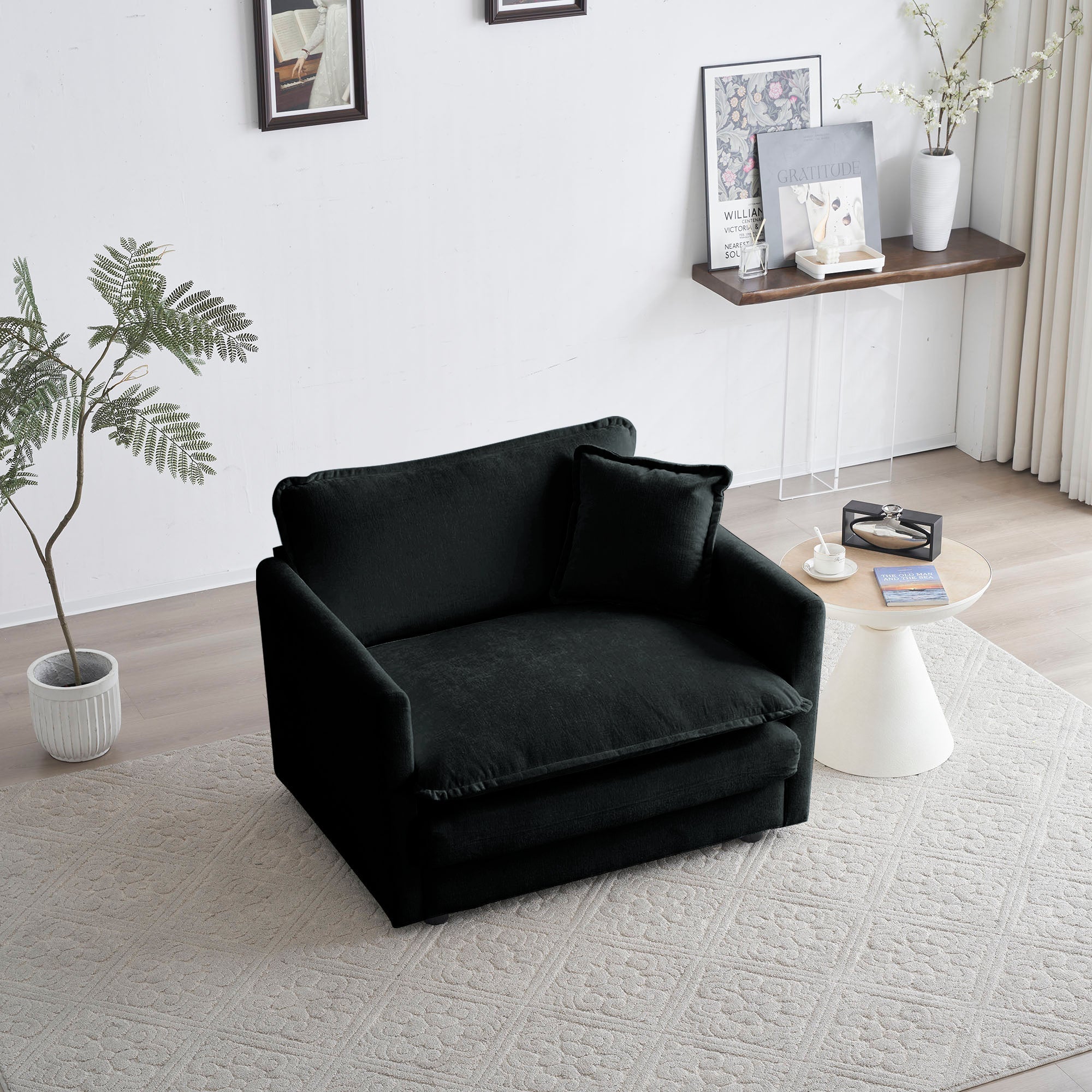 Comfy Deep Single Seat Sofa Upholstered Reading Armchair