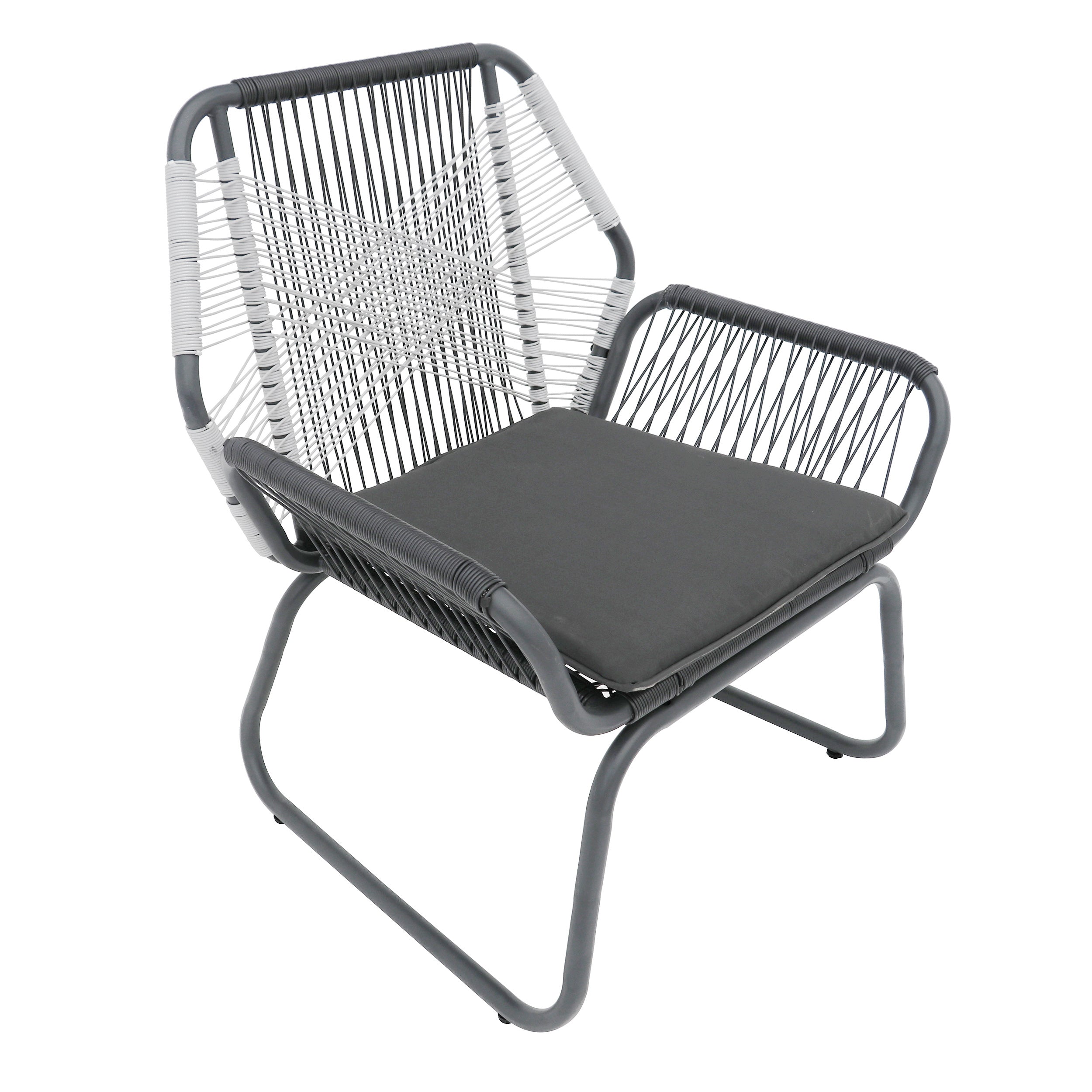 Set of 2 Woven Rattan Outdoor Club Chairs with Cushions