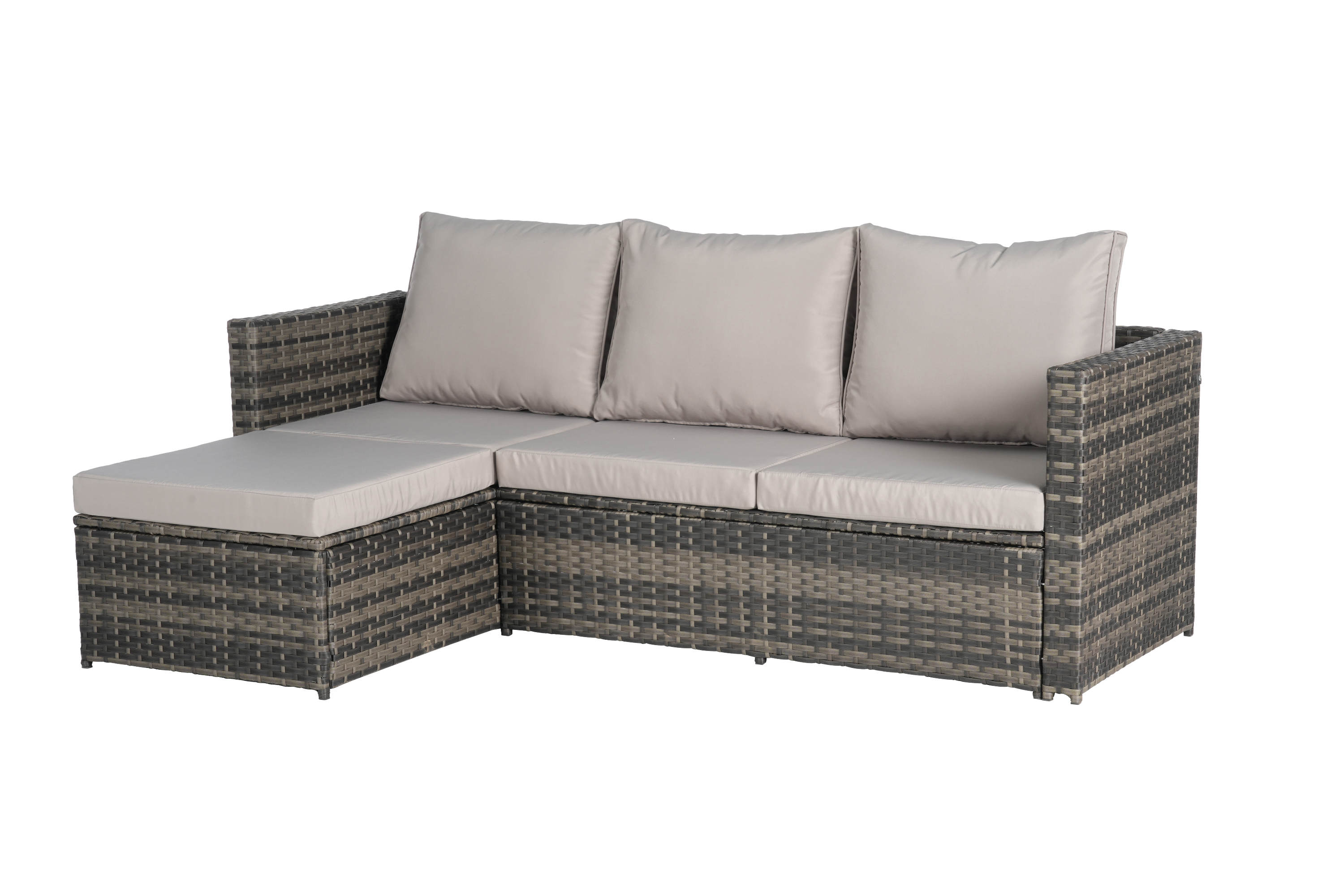 2 Pieces Patio Furniture Set with Woven Sectional and Ottoman