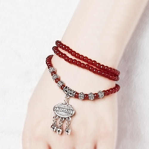 Red Agate Beaded Bracelet