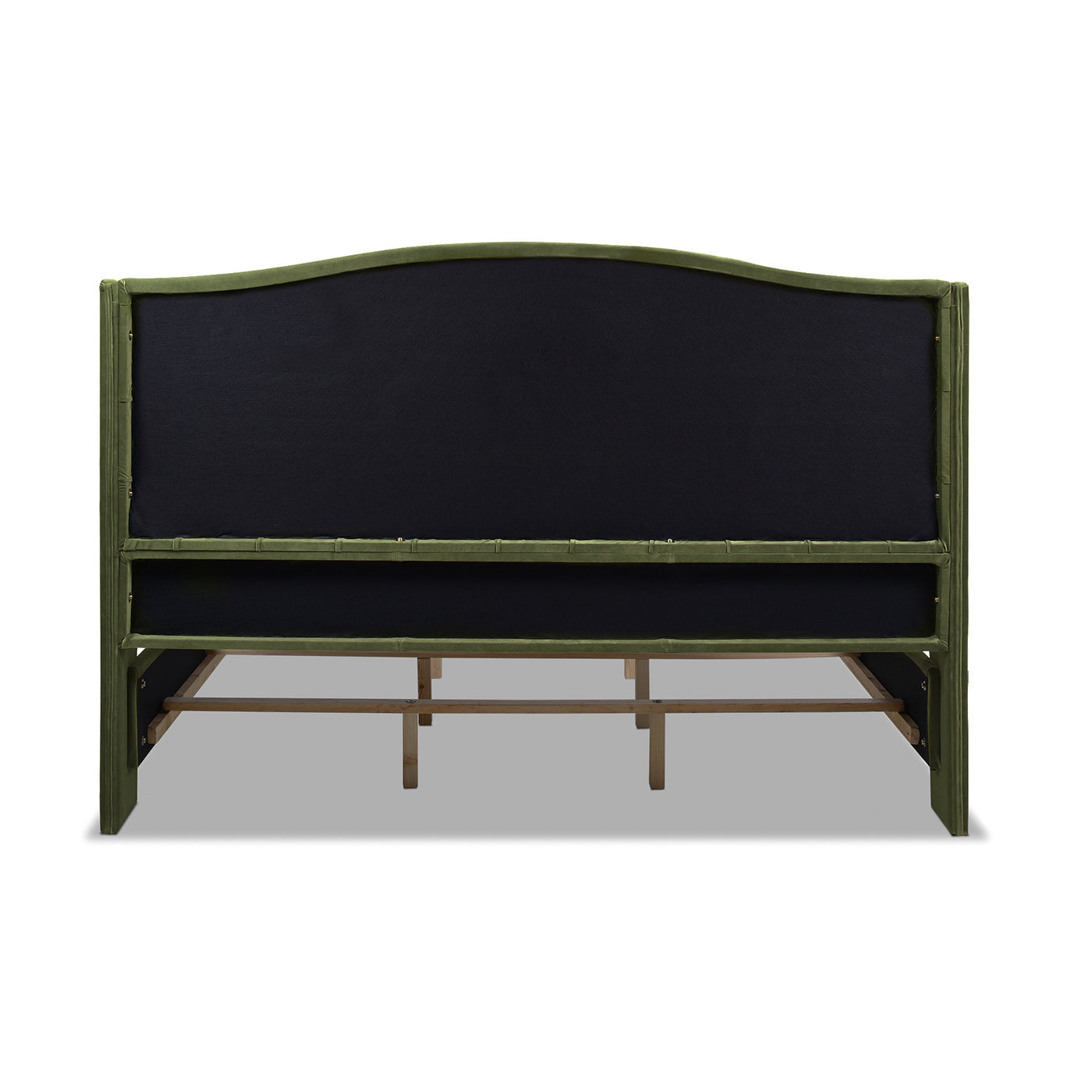 Marcella Upholstered Shelter Headboard Bed Set, King, Olive Green Performance Velvet