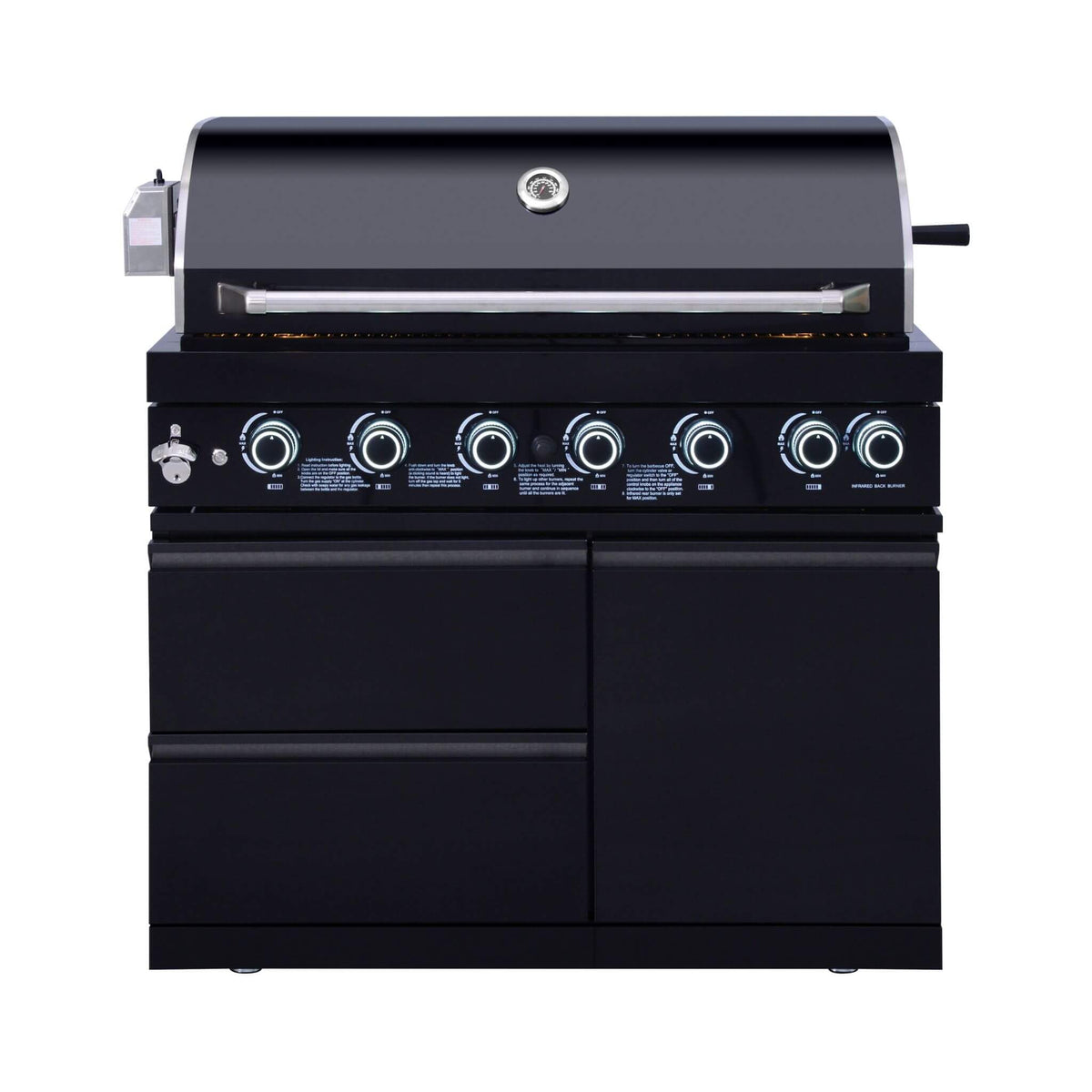 Castelle Flame Summit 6-Burner 85000 BTU Liquid Propane Grill Island With Sink And Fridge