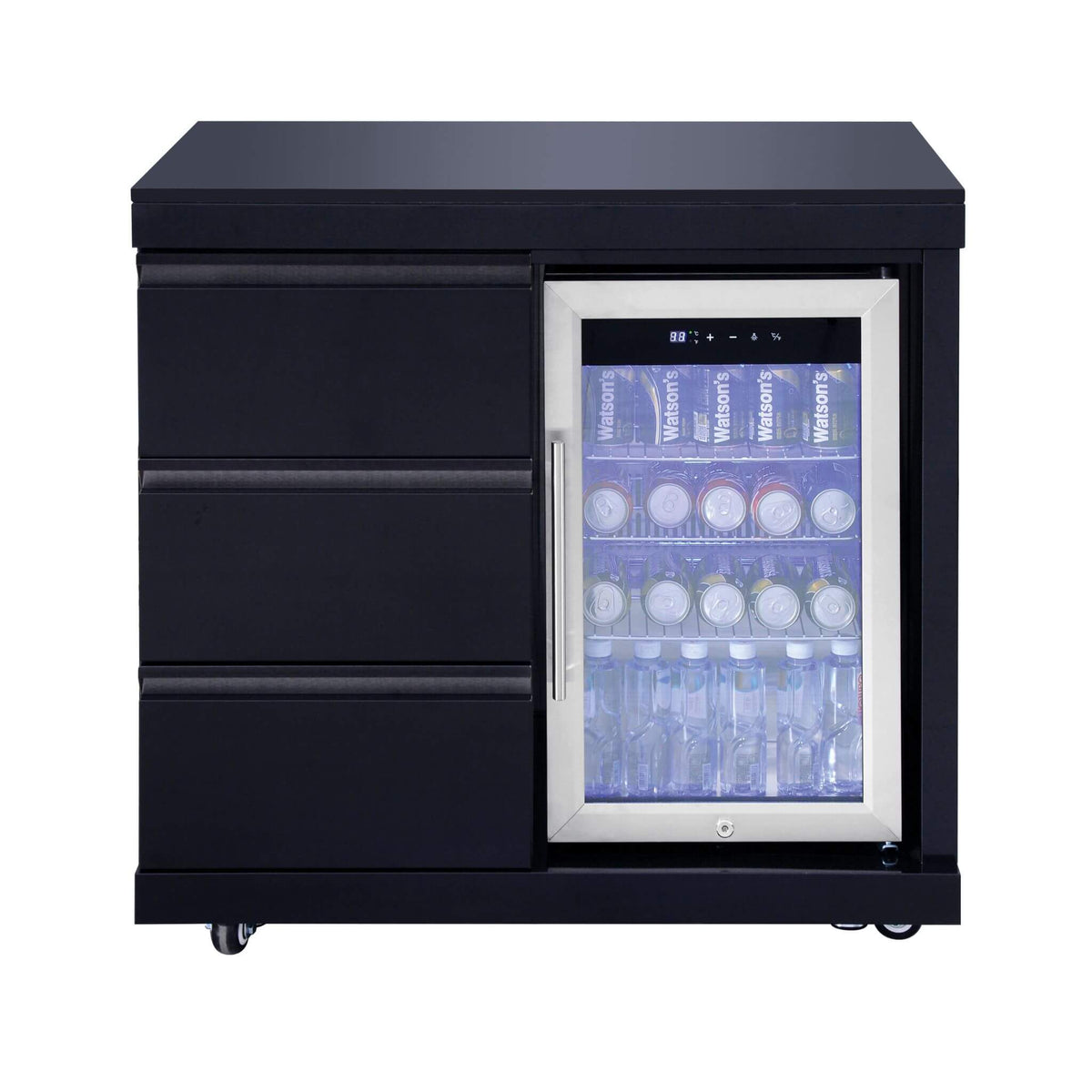 Castelle Flame Summit 6-Burner 85000 BTU Liquid Propane Grill Island With Sink And Fridge