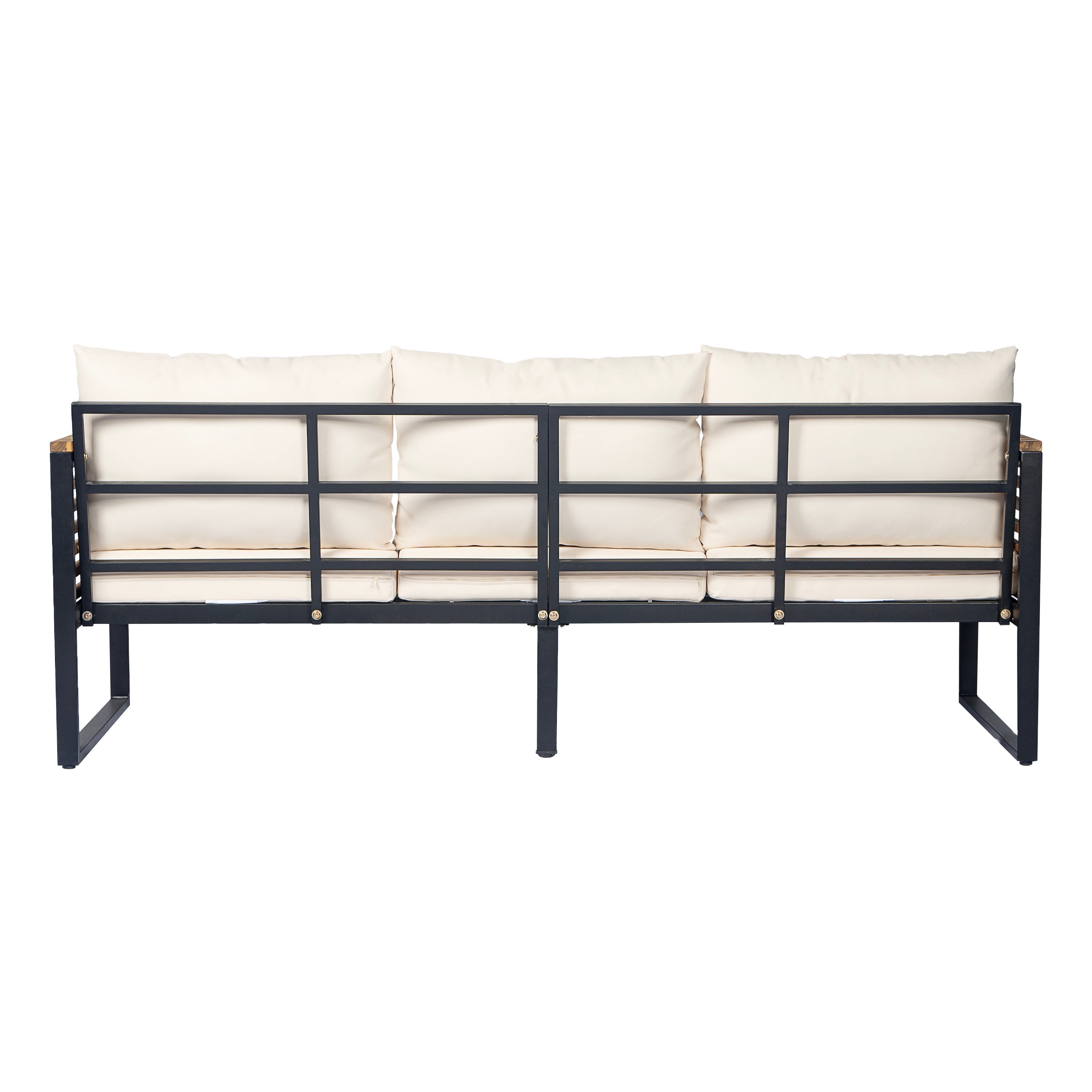 Outdoor 4-Piece Acacia Wood and Metal Patio Sofa Set