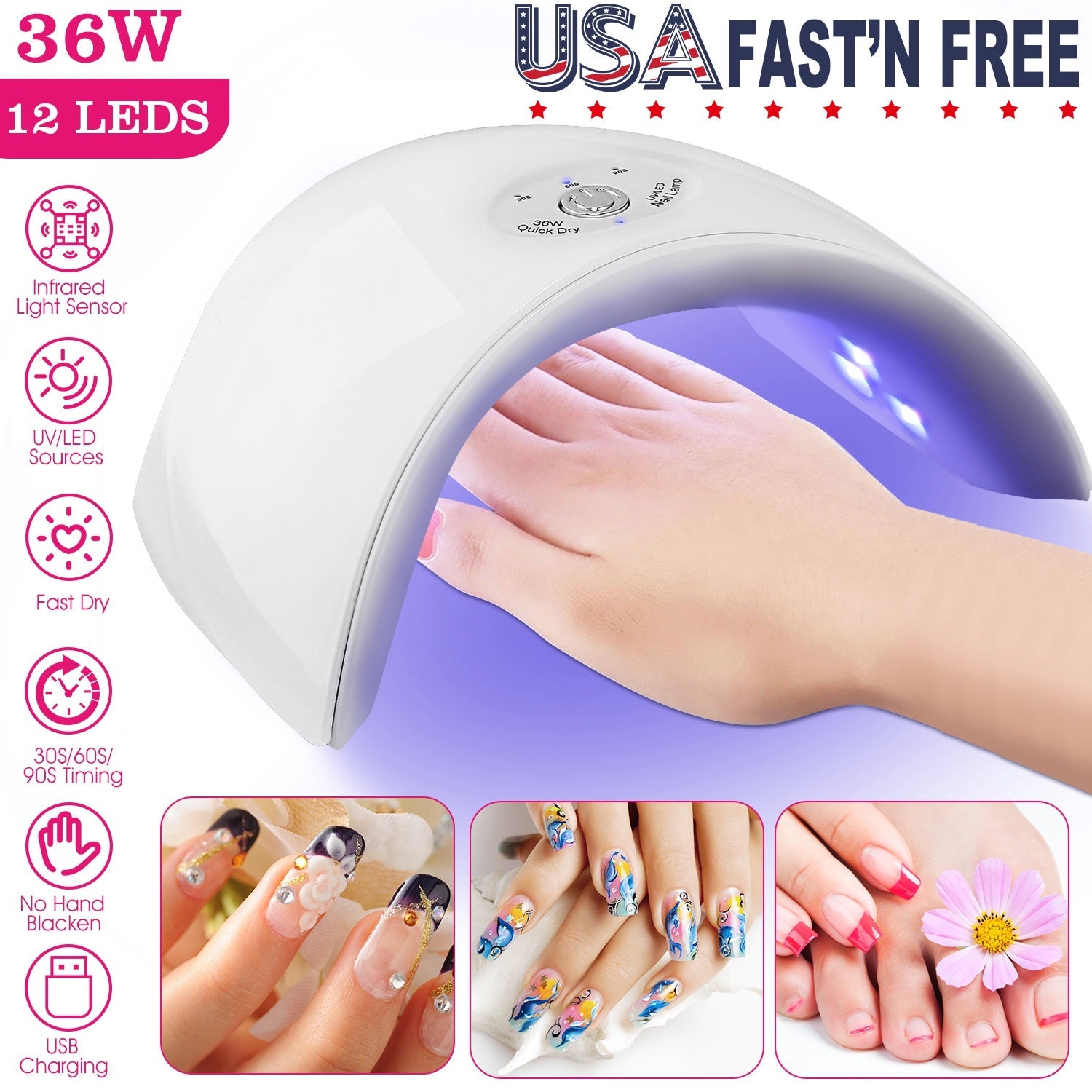 Portable UV Nail Gel Art Dryer