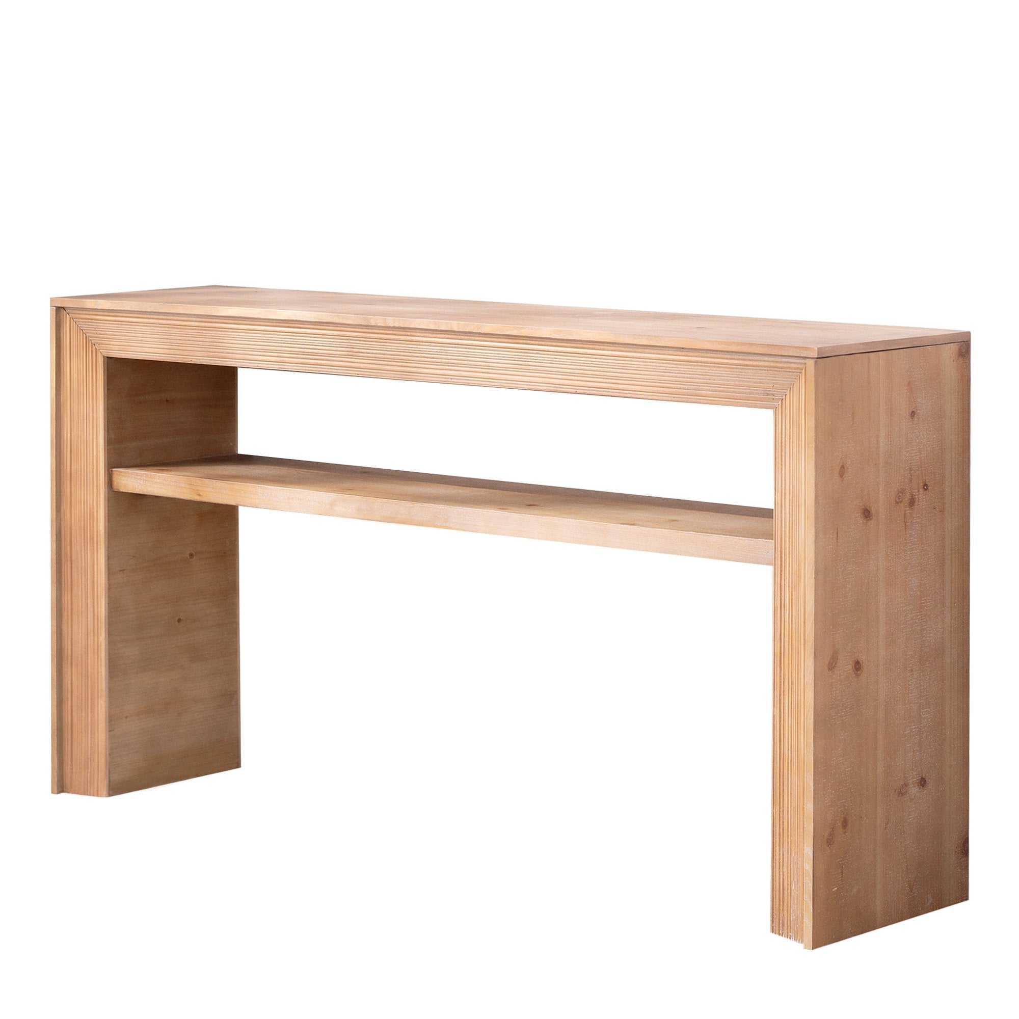 Rustic Solid Wood Console Table with Storage Shelf
