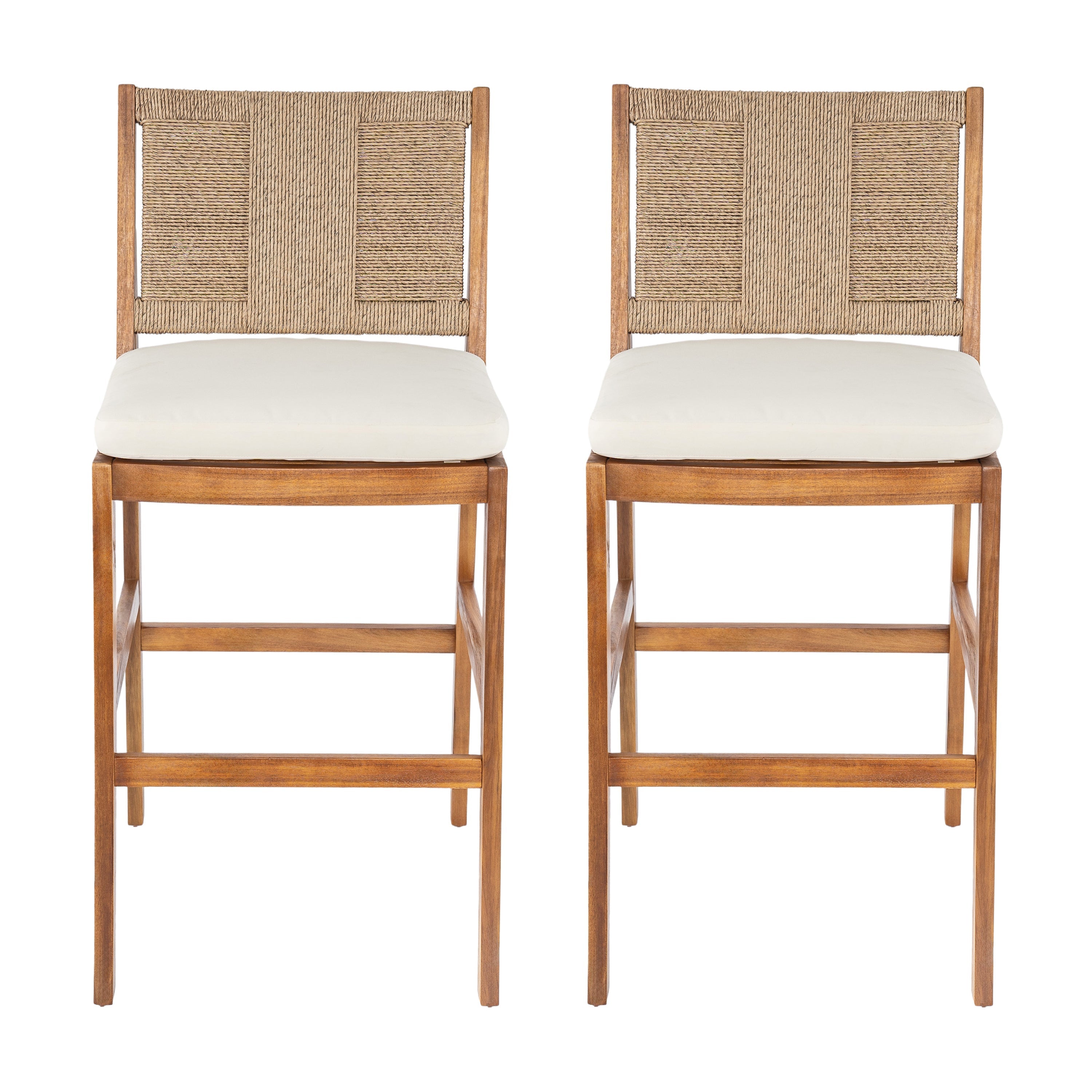 Outdoor Acacia Wood Bar Stools (Set of 2)