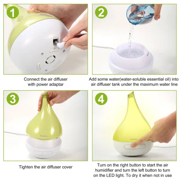 Drop-Shaped Cool Mist Ultrasonic Humidifier
