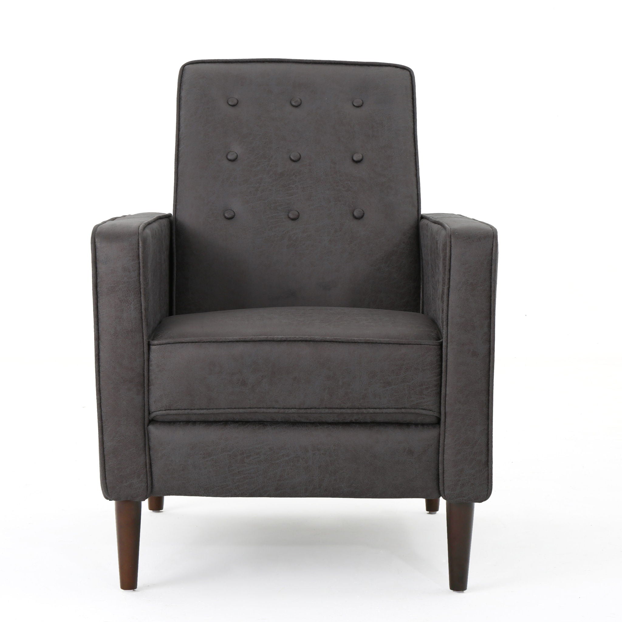 Macedonia Mid Century Modern Button Tufted Fabric Recliner - Slate