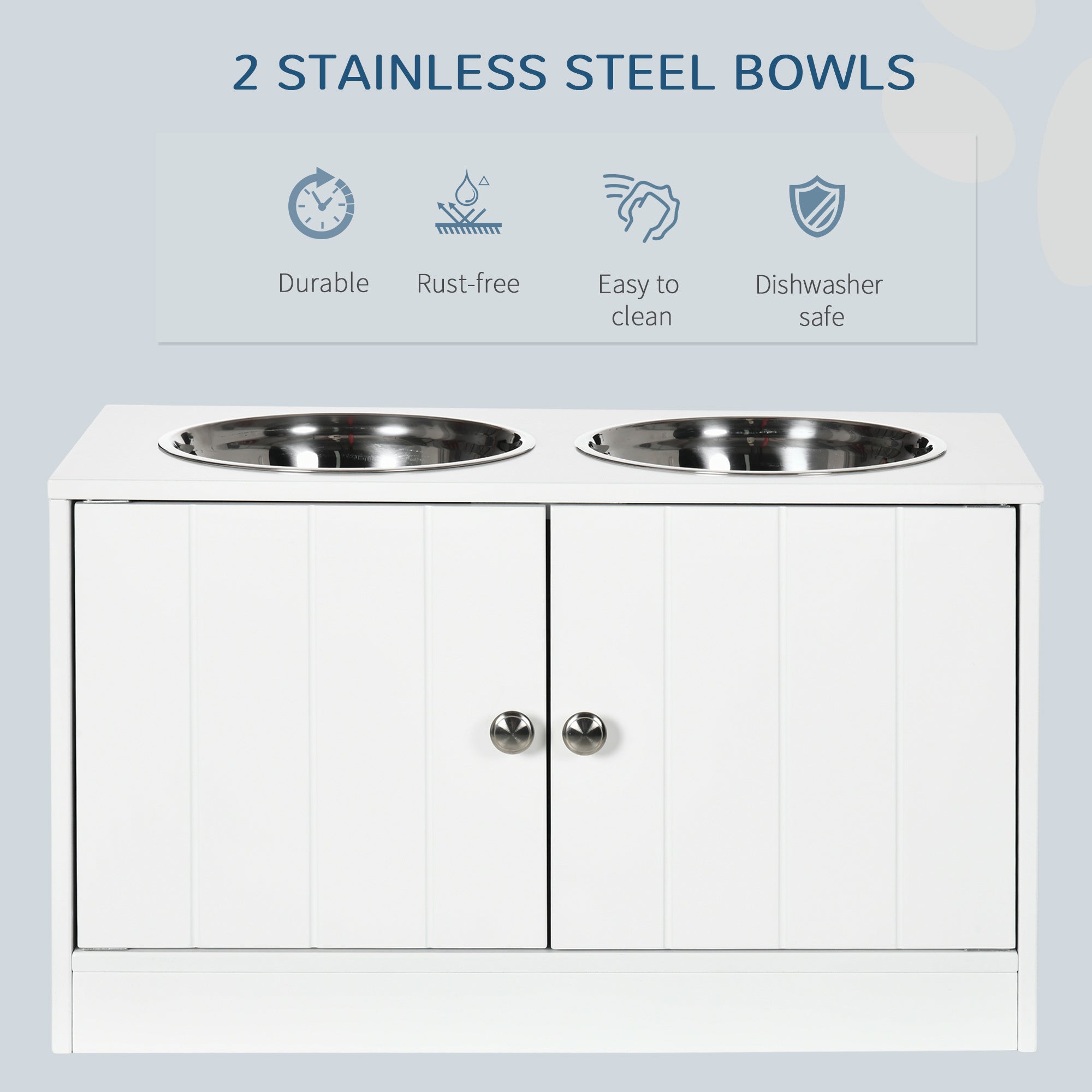 PawHut Large Elevated Dog Bowls with Storage Cabinet